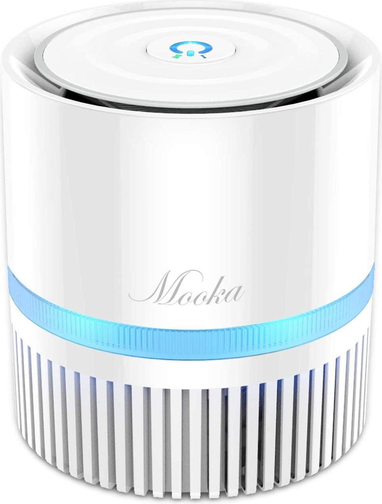 MOOKA Air Purifier for Home, 3-in-1 True HEPA Filter Air Cleaner for Bedroom and Office, Odor Eliminator for Allergies and Pets, Smoke, Dust, Mold, 3D Filtration, Night Light