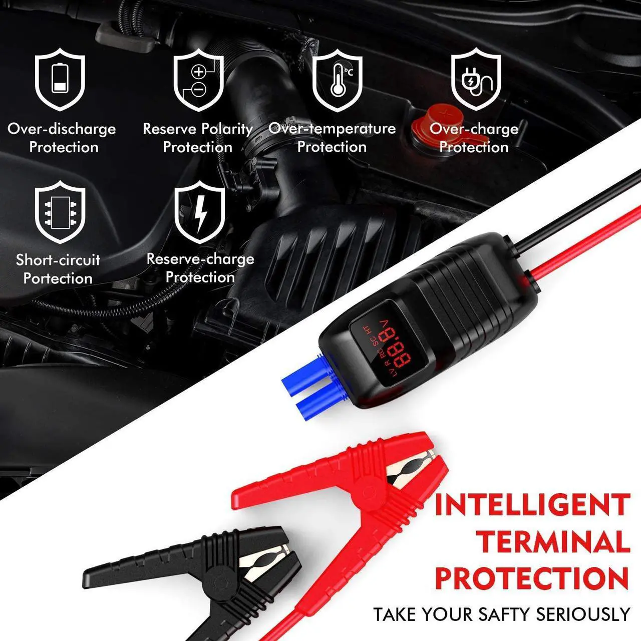 Alt view image 4 of 5 - DBPOWER Car Battery Jump Starter 2500A 21800mAh - for up to 8.0L Gasoline/6.5L Diesel Engines, Portable 12V Auto Battery Booster, Power Pack, Quick Charging