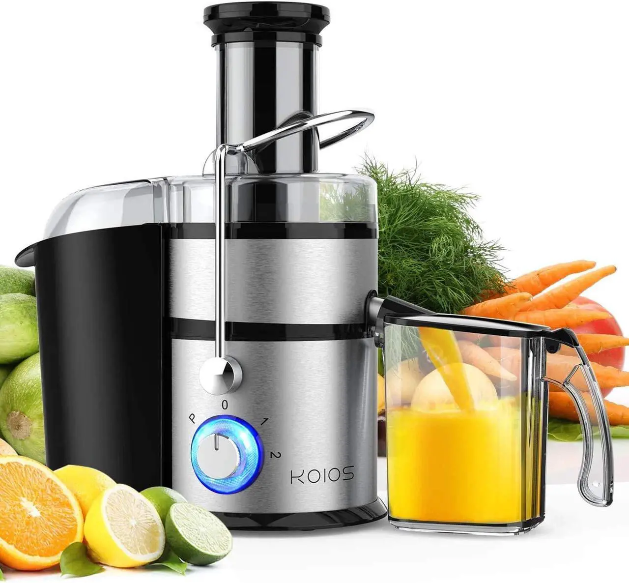 Main image of KOIOS Centrifugal Juicer Machines, Juice Extractor with Big Mouth 3” Feed Chute, 304 Stainless-steel Filter Best Seller Juicer 2020, High Juice yield, Easy to Clean&100% BPA-Free, 1200W&Powerful.