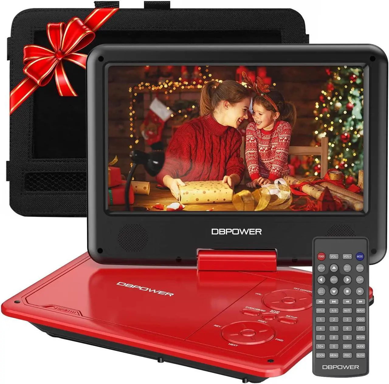 Main image of DBPOWER Portable DVD Player with 9.5'' HD Swivel Screen, Supports SD Card/USB/CD/DVD with AV in/Out and Earphone Port, 5-Hour Built-in Rechargeable Battery, Suitable for Car Headrest Mount
