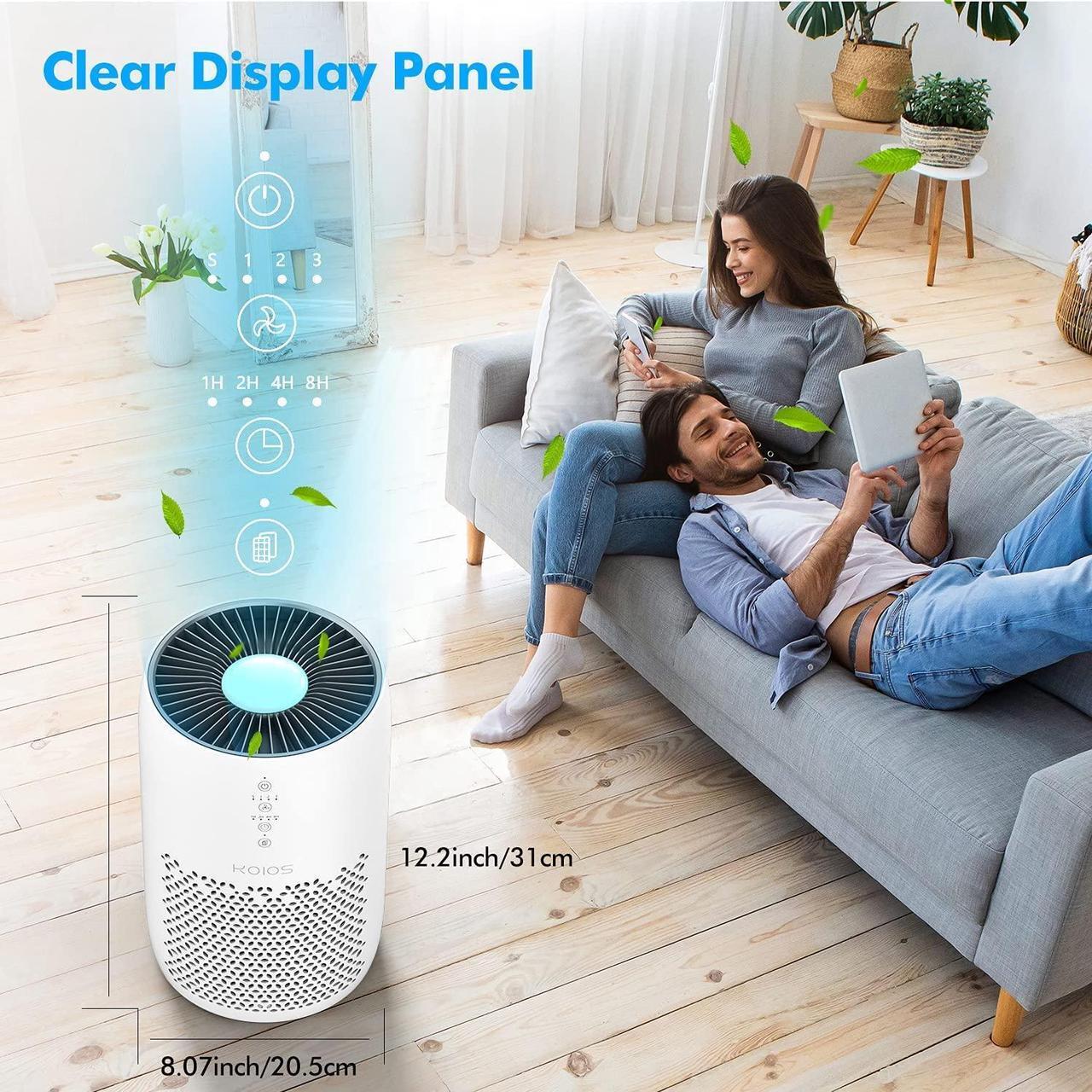 Alt view image 4 of 7 - KOIOS Air Purifier for Home Large Room 861 sq ft, High CADR H13 True HEPA Air Filter Cleaner Odor Eliminators for Allergies and Pets Dander Wildfire Smoke Dust Pollen,Filter Indicator, Ozone-Free
