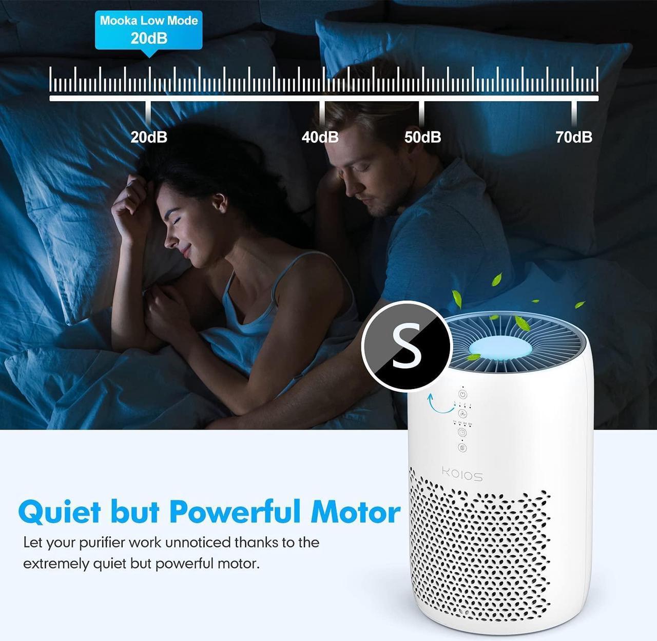Alt view image 5 of 7 - KOIOS Air Purifier for Home Large Room 861 sq ft, High CADR H13 True HEPA Air Filter Cleaner Odor Eliminators for Allergies and Pets Dander Wildfire Smoke Dust Pollen,Filter Indicator, Ozone-Free