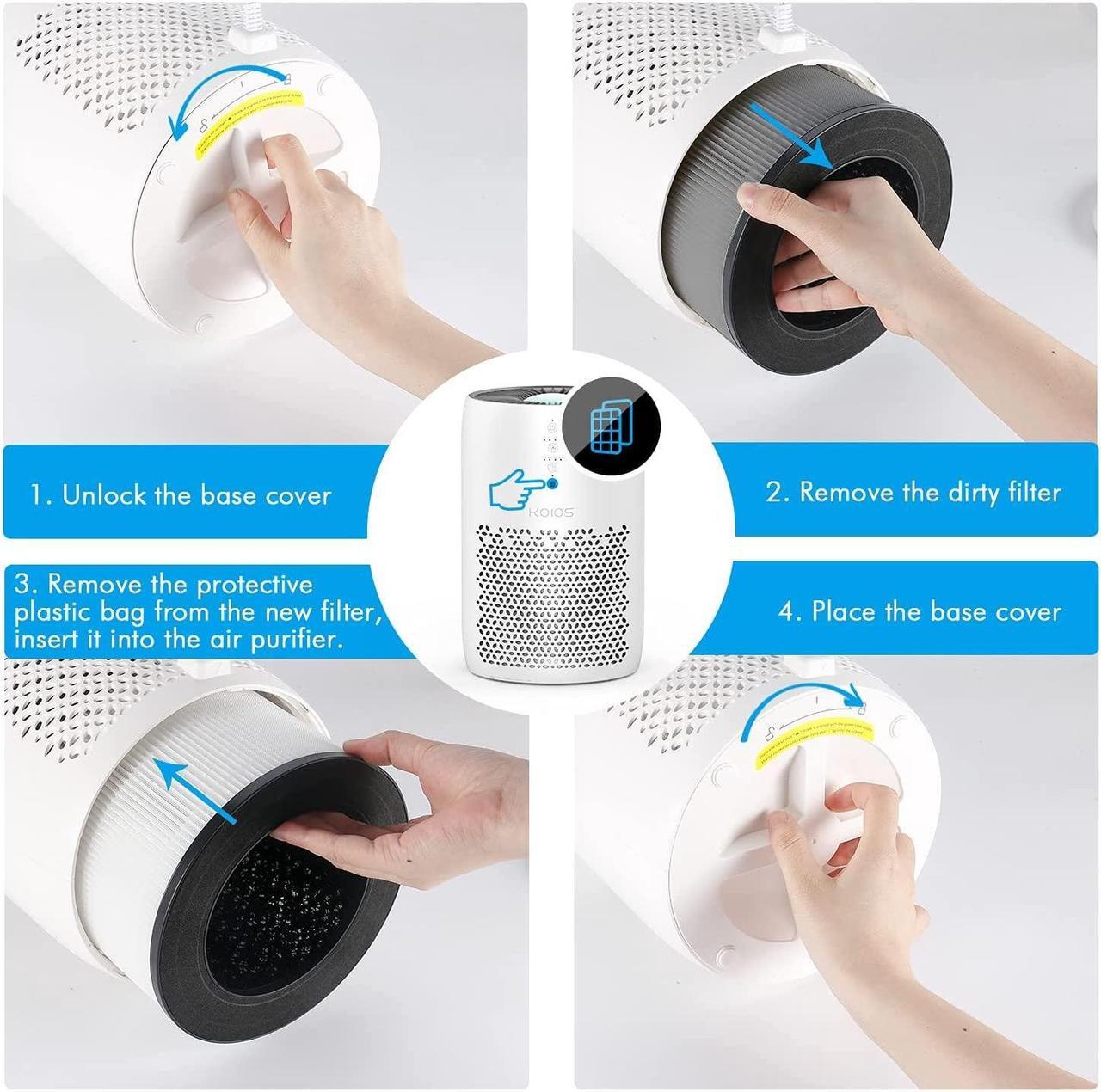 Alt view image 7 of 7 - KOIOS Air Purifier for Home Large Room 861 sq ft, High CADR H13 True HEPA Air Filter Cleaner Odor Eliminators for Allergies and Pets Dander Wildfire Smoke Dust Pollen,Filter Indicator, Ozone-Free