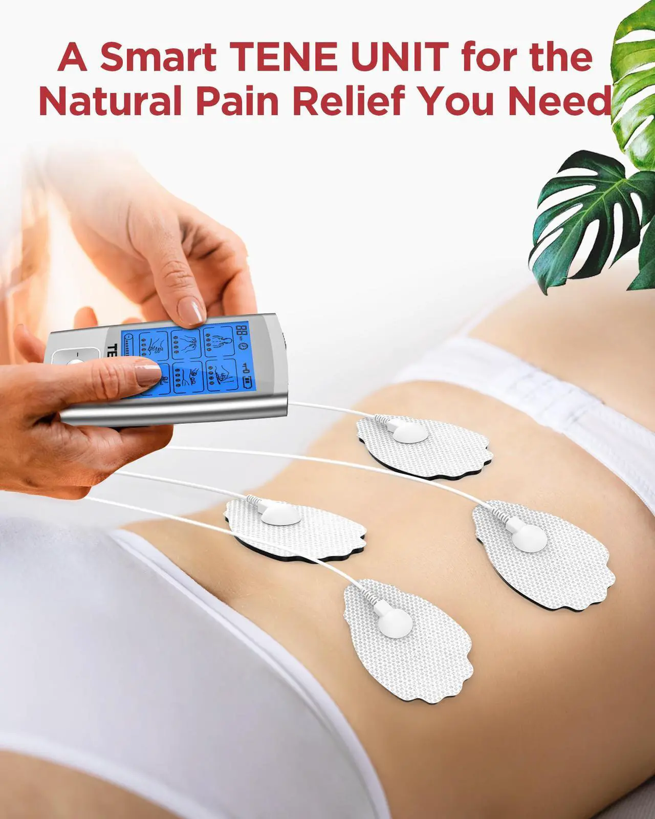 Alt view image 2 of 7 - TENKER TENS EMS Unit Muscle Stimulator, 24 Modes TENS Machine for Pain Relief & Muscle Strength Rechargeable Electronic Pulse Massager with 2"x2" and 2"x4" TENS Unit Electrode Pads