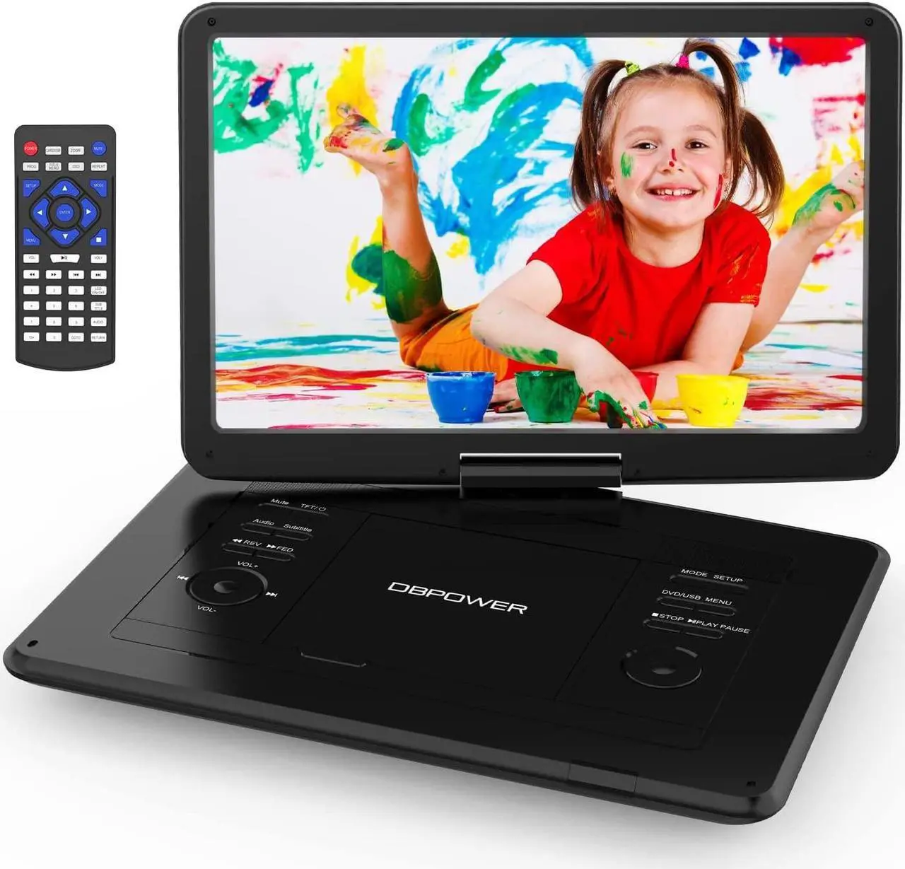 Main image of DBPOWER 17.9" Portable DVD Player with 15.6" Large HD Swivel Screen, 6 Hour Rechargeable Battery, Support USB/SD and Multiple Disc Formats, High Volume Speaker, Car Charger, Remote Control