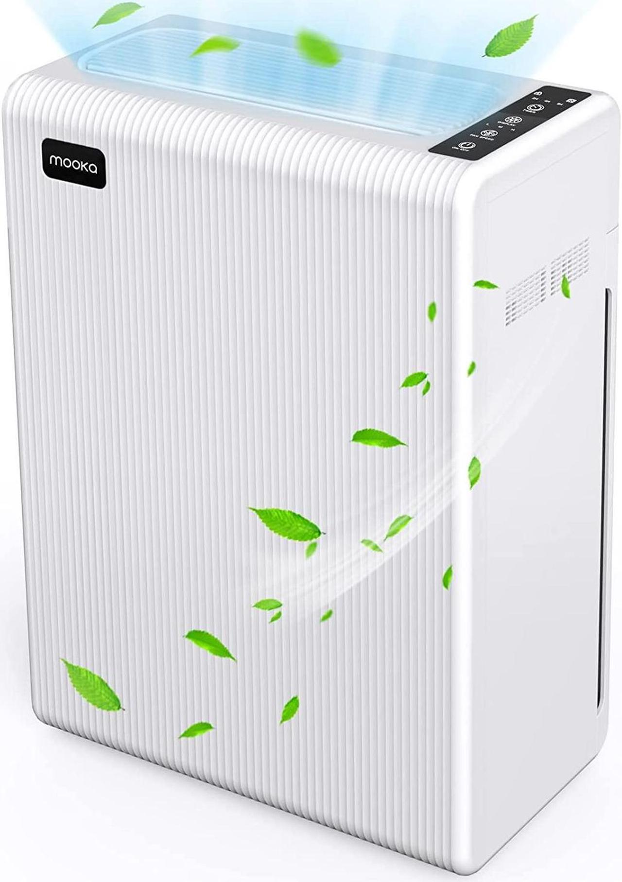 Main image of Mooka Air Purifiers for Home Large Room up to 1740ft², H13 HEPA Air Filter for Pets Hair Dander Smoke Pollen Dust, Ozone Free, Portable Air Purifiers for Bedroom Office Living Room, E-300L, White