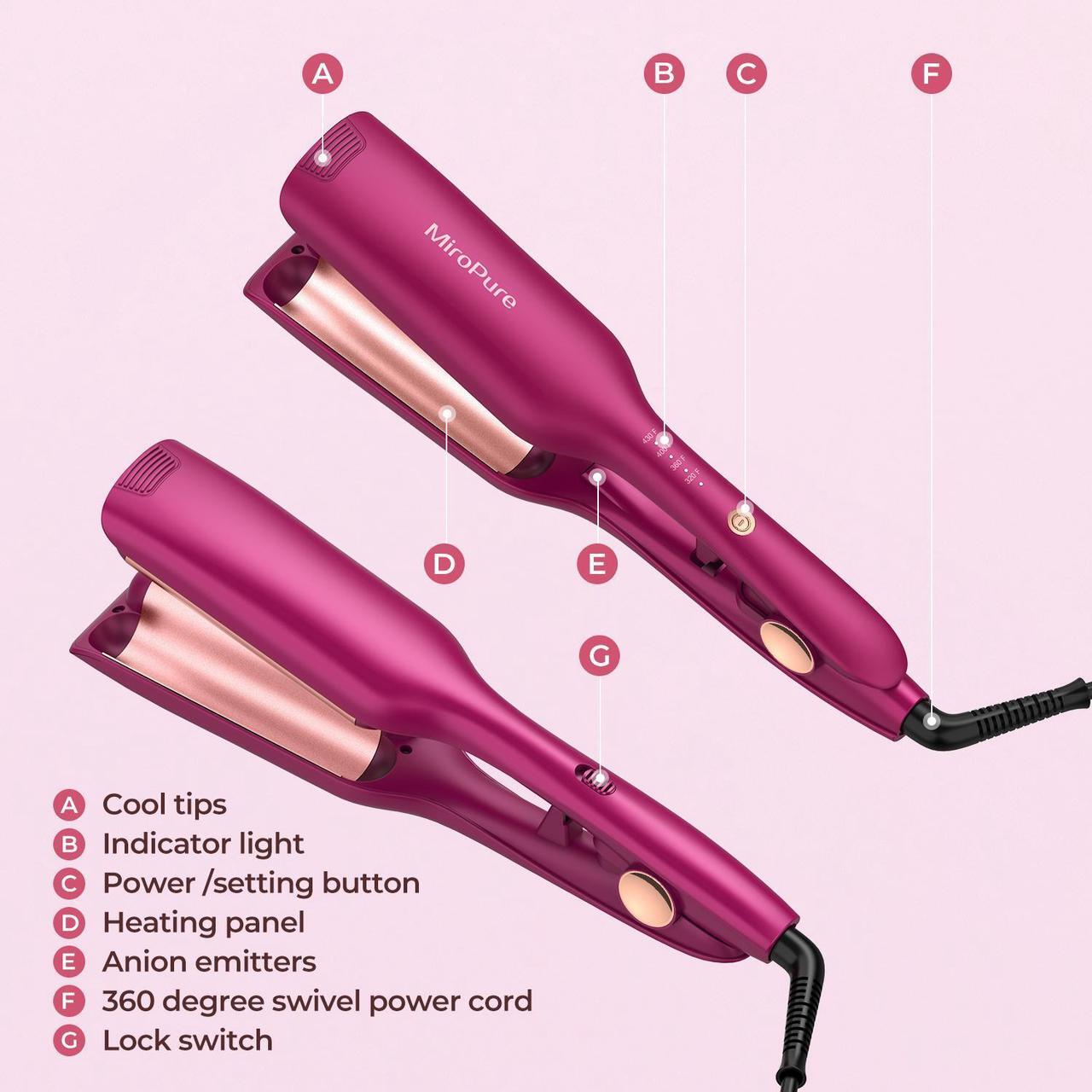 Alt view image 4 of 5 - MiroPure Hair Waver Iron Wand Hair Crimper Hair Waver Barrel Curling Iron 1 Inch PTC Heater Auto Shut-Off Adjustable Easy Shap Long Lasting Heat 320 - 430  Dual Voltage