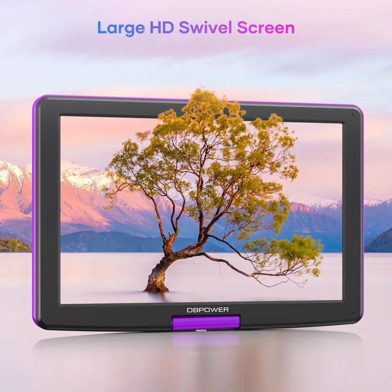 Alt view image 7 of 7 - DBPOWER 17.9" Portable DVD Player with 15.6" Large HD Swivel Screen, 6 Hour Rechargeable Battery, Support USB/SD and Multiple Disc Formats, High Volume Speaker, Car Charger, Remote Control, Purple