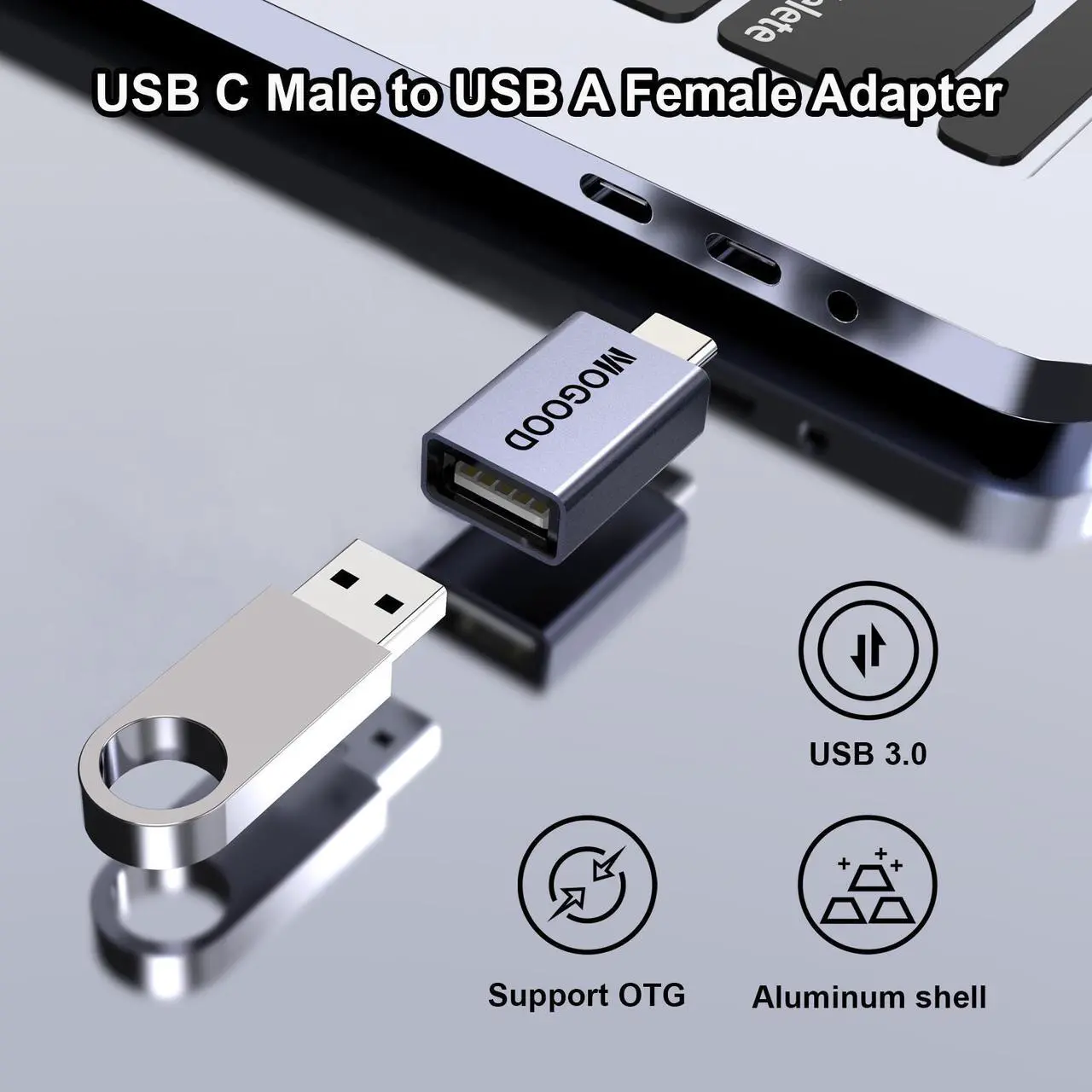 Alt view image 3 of 5 - USB C to USB Adapter,MOGOOD USB C to USB 3.0 Adapter,USB C Female to USB Male Adapter Compatible with MacBook Pro 2019,MacBook Air 2020,Dell XPS and Type C Devices
