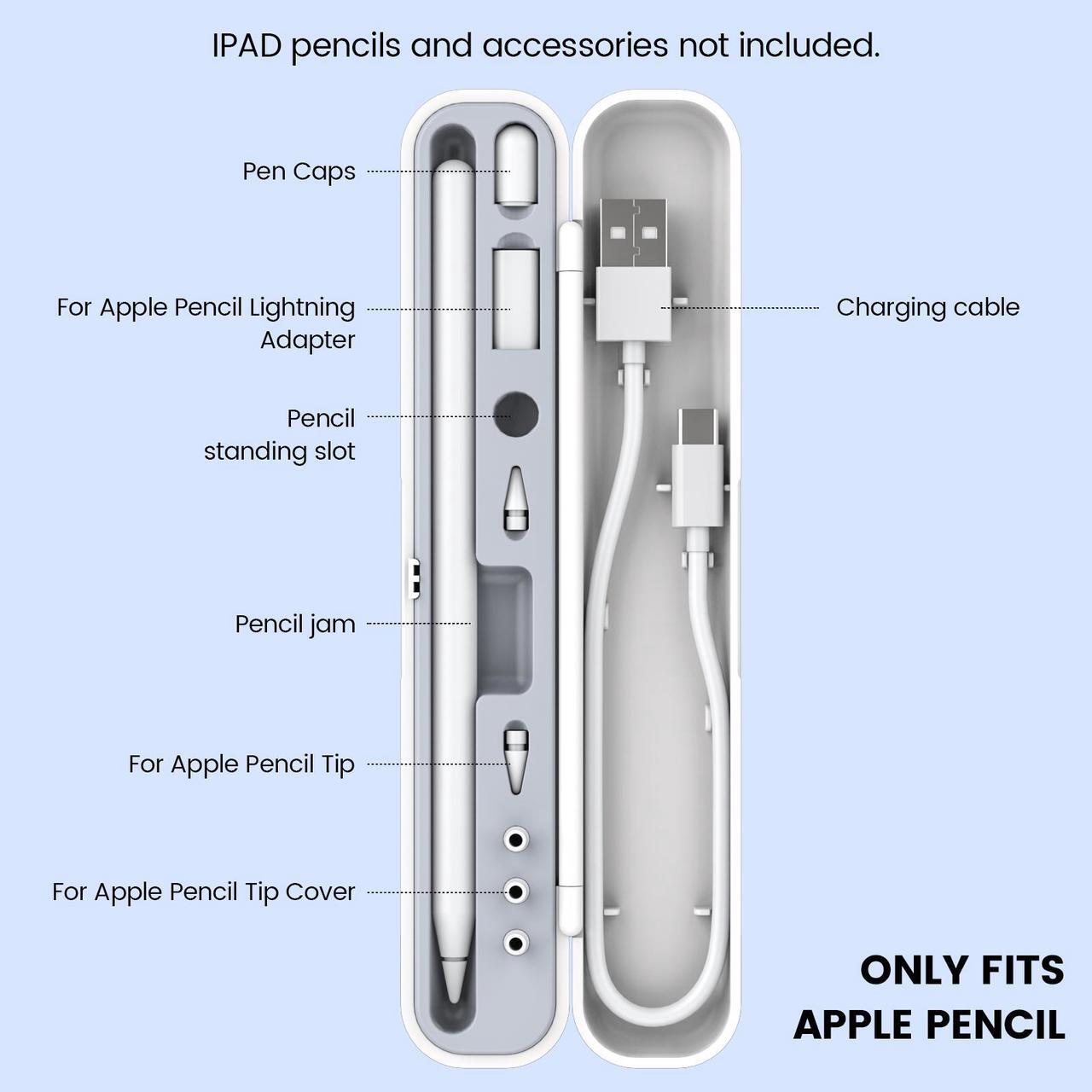 Alt view image 3 of 6 - Carrying Pencil Case Storage Box with Lid for Apple Pencil 2nd Gen and 1st Generation Pen Protective Carrying Case Lightweight Compact Holder Hard Storage Box for iPad Pencil Holder Accessories