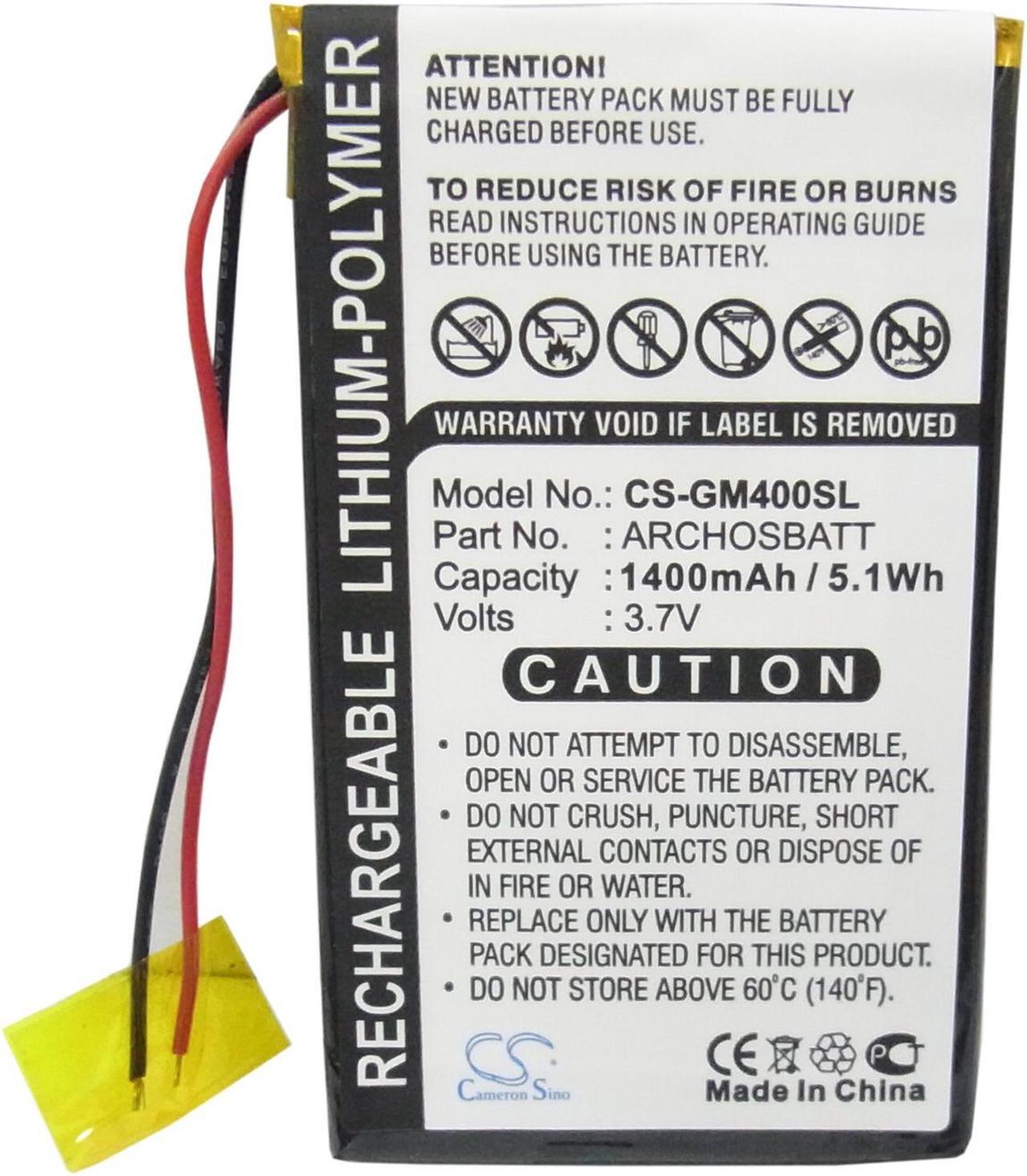 Alt view image 5 of 6 - Battery for Archos AV402E Gmini 400 402 402CC PocketDISH ARCHOSBATT MP3 1400mAh
