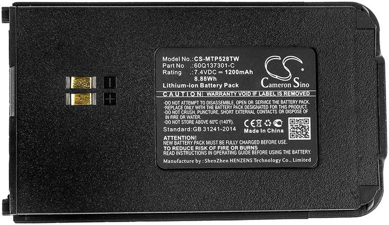 Alt view image 5 of 5 - Two-Way Radio Battery for Motorola 60Q137301-C Clarigo SMP-508 SMP-528 1200mAh
