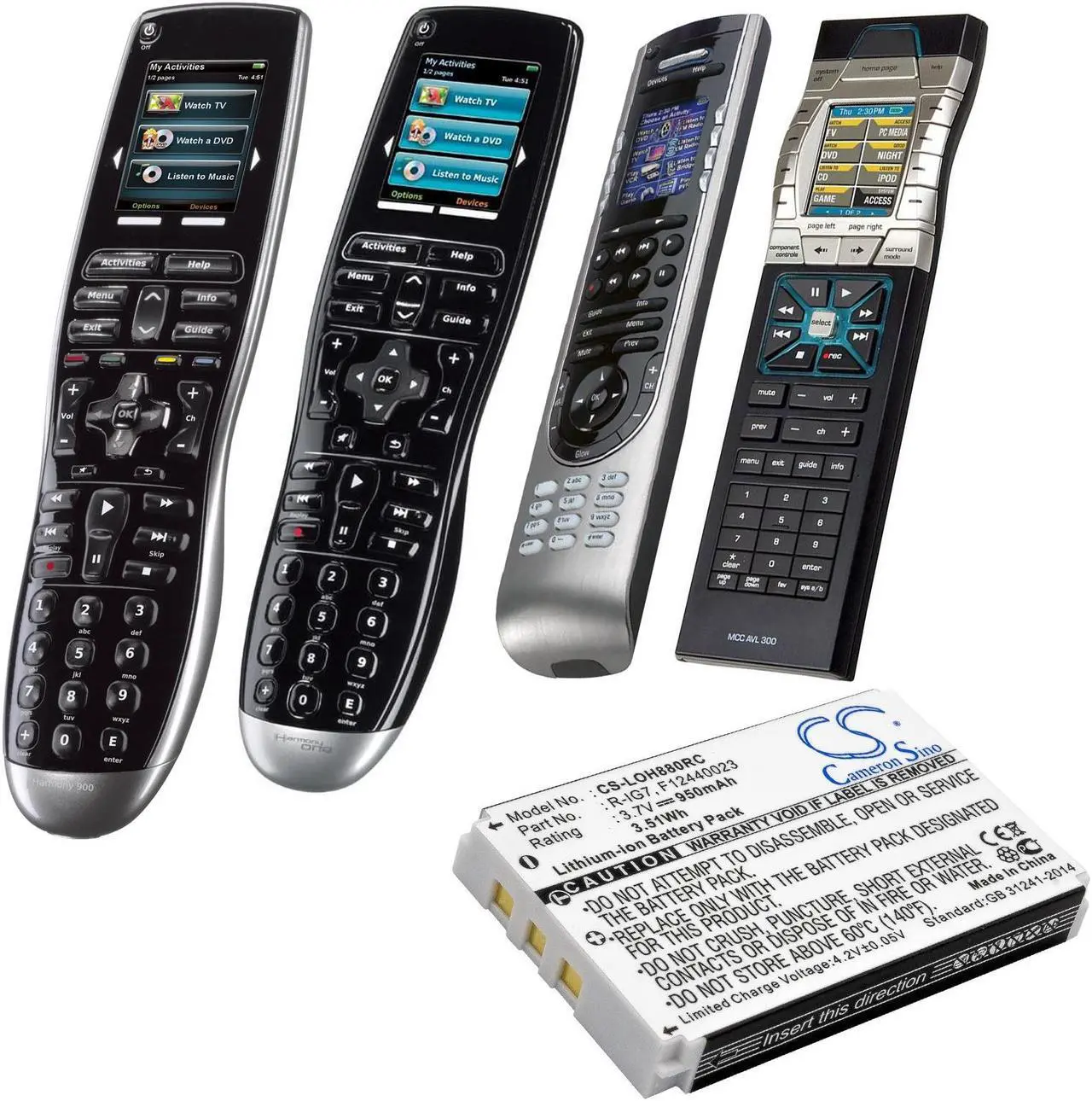 Alt view image 4 of 5 - Battery Replacement for Harmony 720 Remote Harmony One Harmony 890 Harmony 880 Remote Harmony 880 Pro NTA2340 HHD10010 1903040000 R-IG7 M41B 815000037 190304200 R1G7 RIG7 190304-0004 190304-200