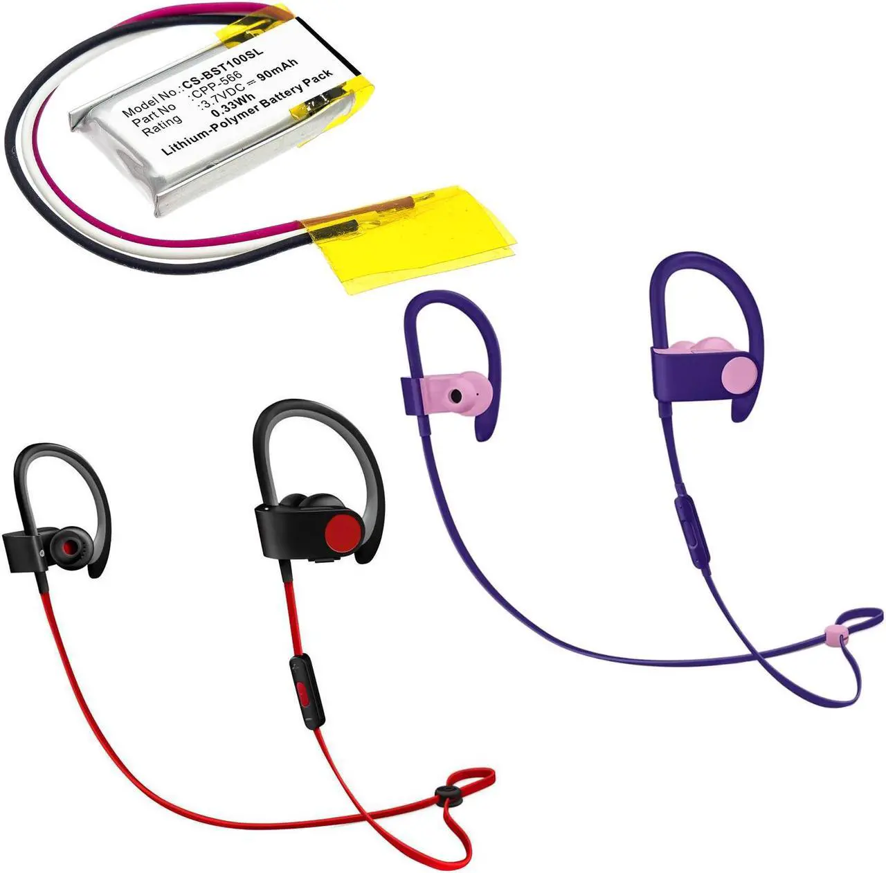 Alt view image 5 of 5 - Estry Battery Replacement for Beats Powerbeats 3 PB1 Powerbeats 2 PB2 PB3 CPP-566