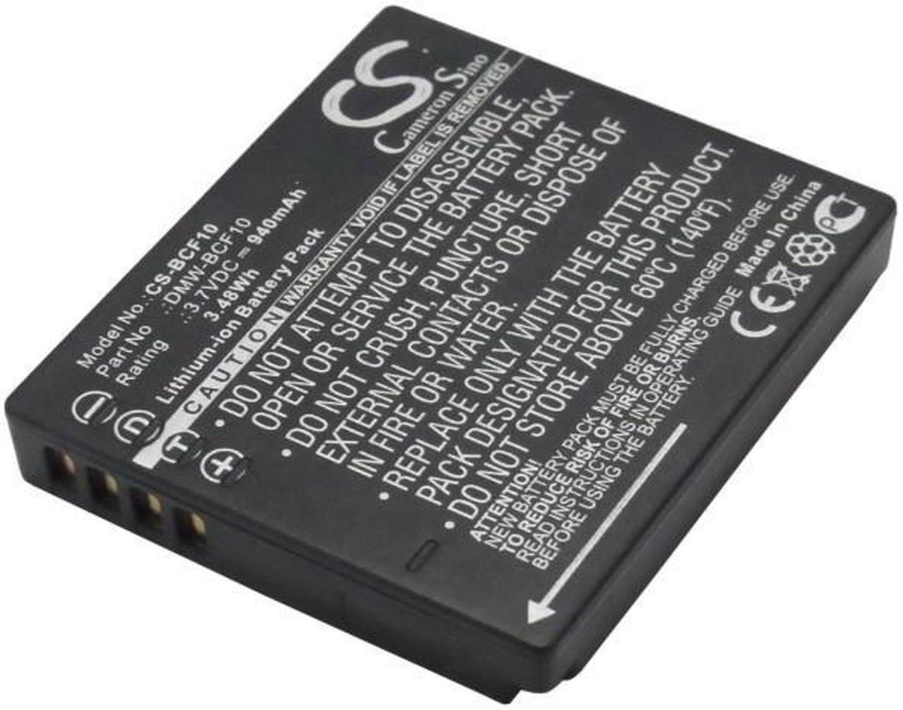 Alt view image 2 of 5 - Battery Replacement for Lumix DMC-FP8P Lumix DMC-FT1S Lumix DMC-FH20 Lumix DMC-FT1EB-A Lumix DMC-FS30V CGA-S/106B CGA-S009E DMW-BCF10E DMW-BCF10PP CGA-S106C CGA-S/106C CGA-S009 DMW-BCF10