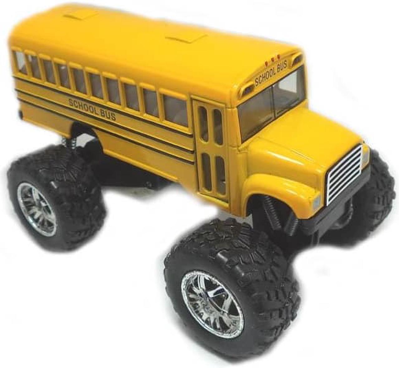 A2DBI 142 - BUS SCHOOL YELLOW 5 INCH WITH BIG WHEELS AND PULL BACK ACTION