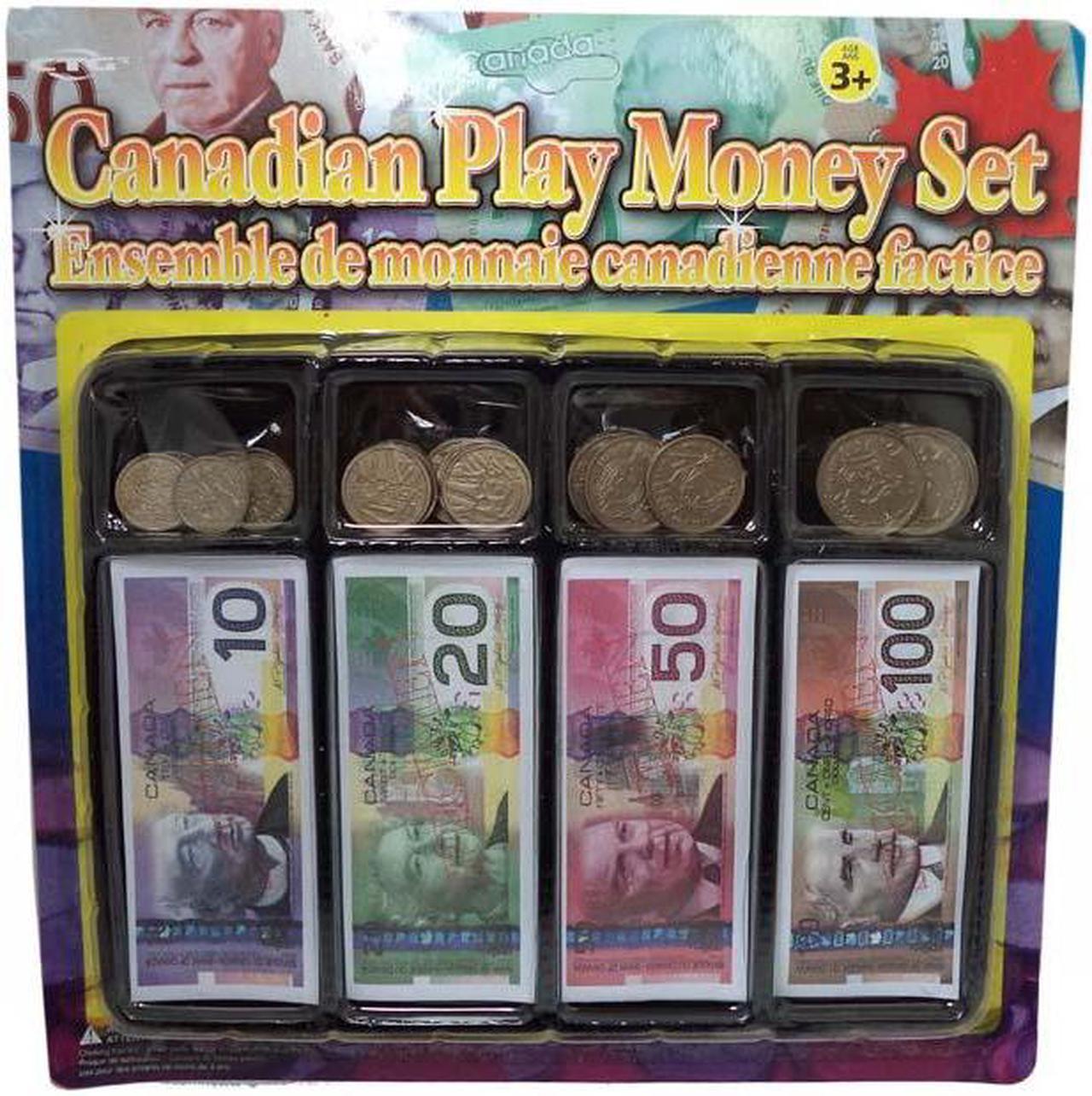 09018 - CANADIAN PLAY MONEY SET ASSORTED COINS AND BILLS