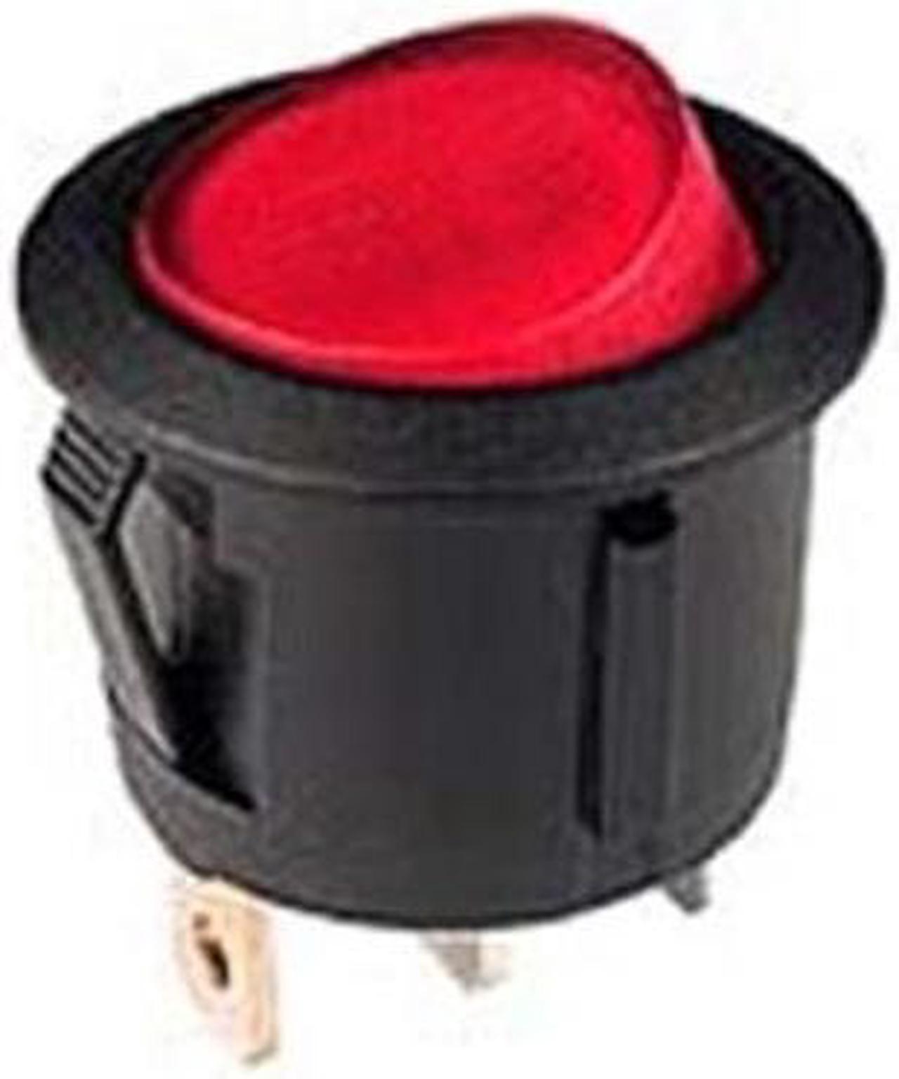 30-16182 - ROCKER SWITCH LIT 1P1T 10A RED ON-OFF 125VAC ROUND 19MM SNAP-IN