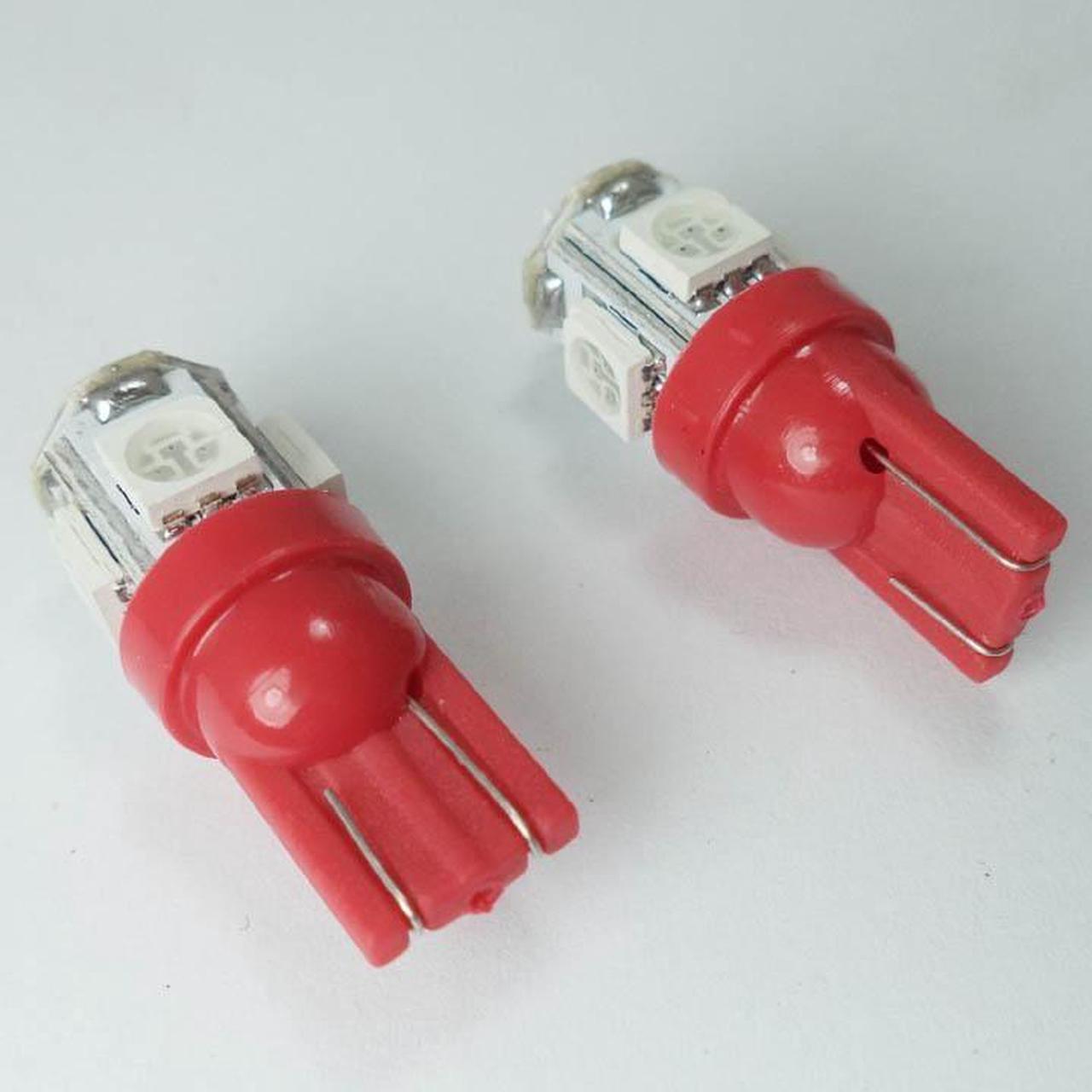 02263 - LED BULB WEDGE 12V RED 5LED 5050 REPLACES 194 AND 168