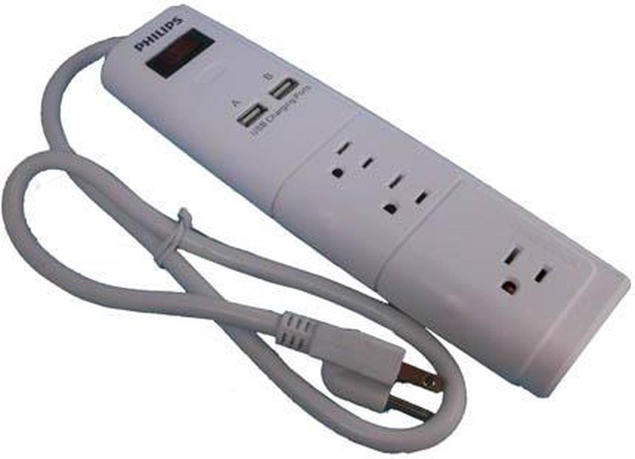 SPS1130H/17 - POWER BAR 3 O/LET W/2 USB PORTS 2.5FT CORD