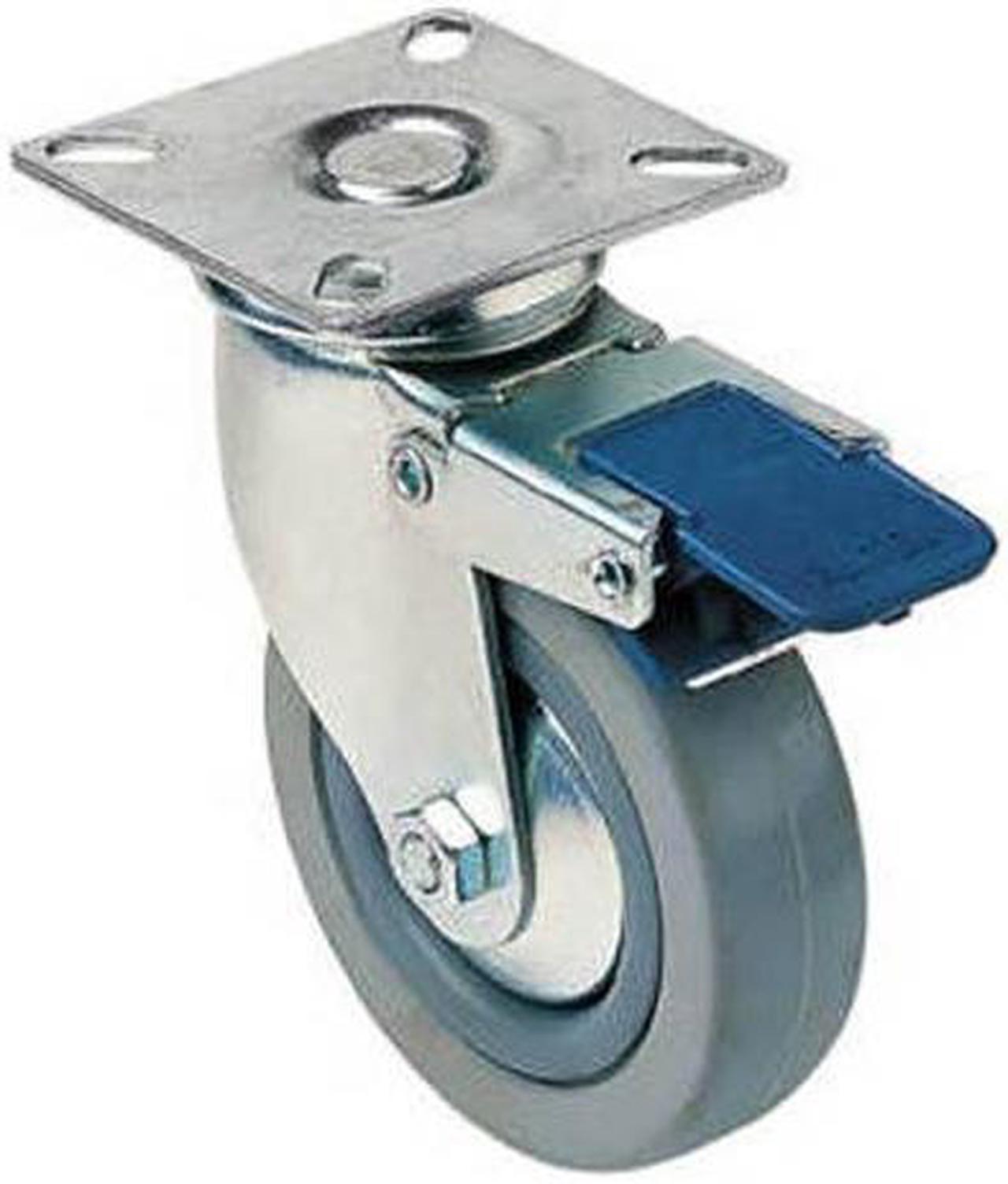 366527 - CASTER RUBBER 2IN SWIVEL GREY METAL TOP 2X2IN WITH BRAKE