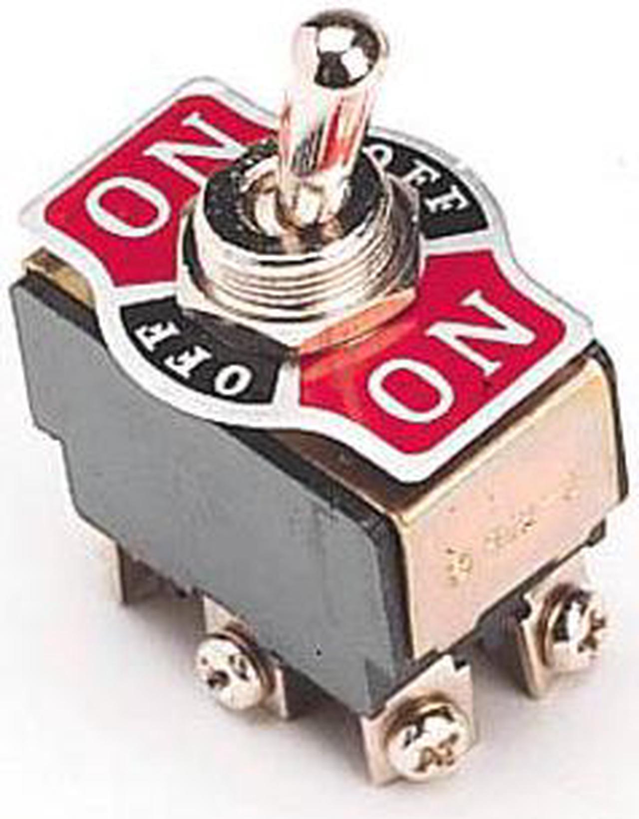 R13-8 - TOGGLE SWITCH 2P2T 10A ON-OFF-ON 125VAC TH SCR W/PLATE 12MM HOLE