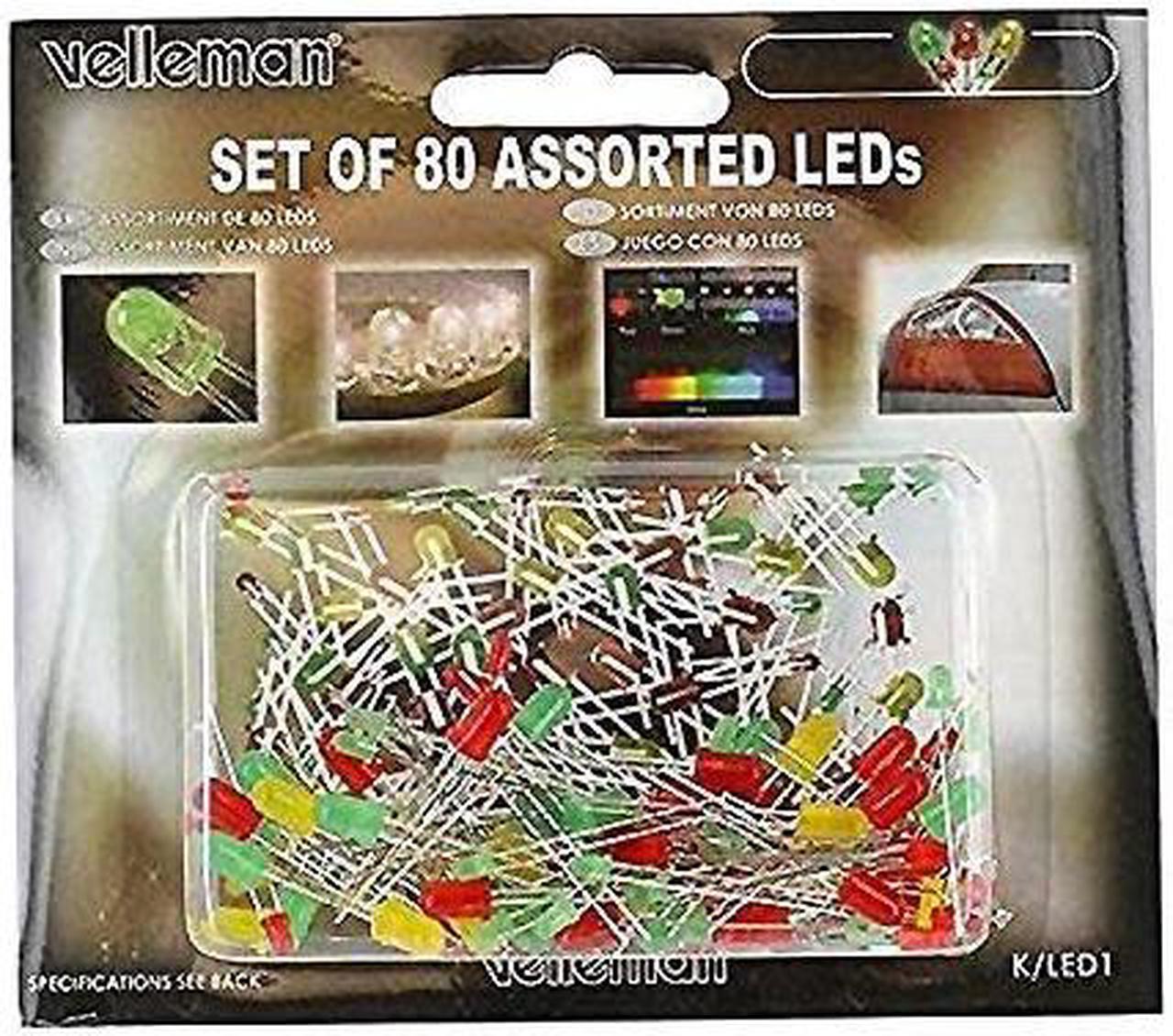 K/LED1 - LED5 LED3 ASSORTED SET 5MM:RED/GREEN/YEL 3MM:RED/GREEN (80 pcs/pkg)