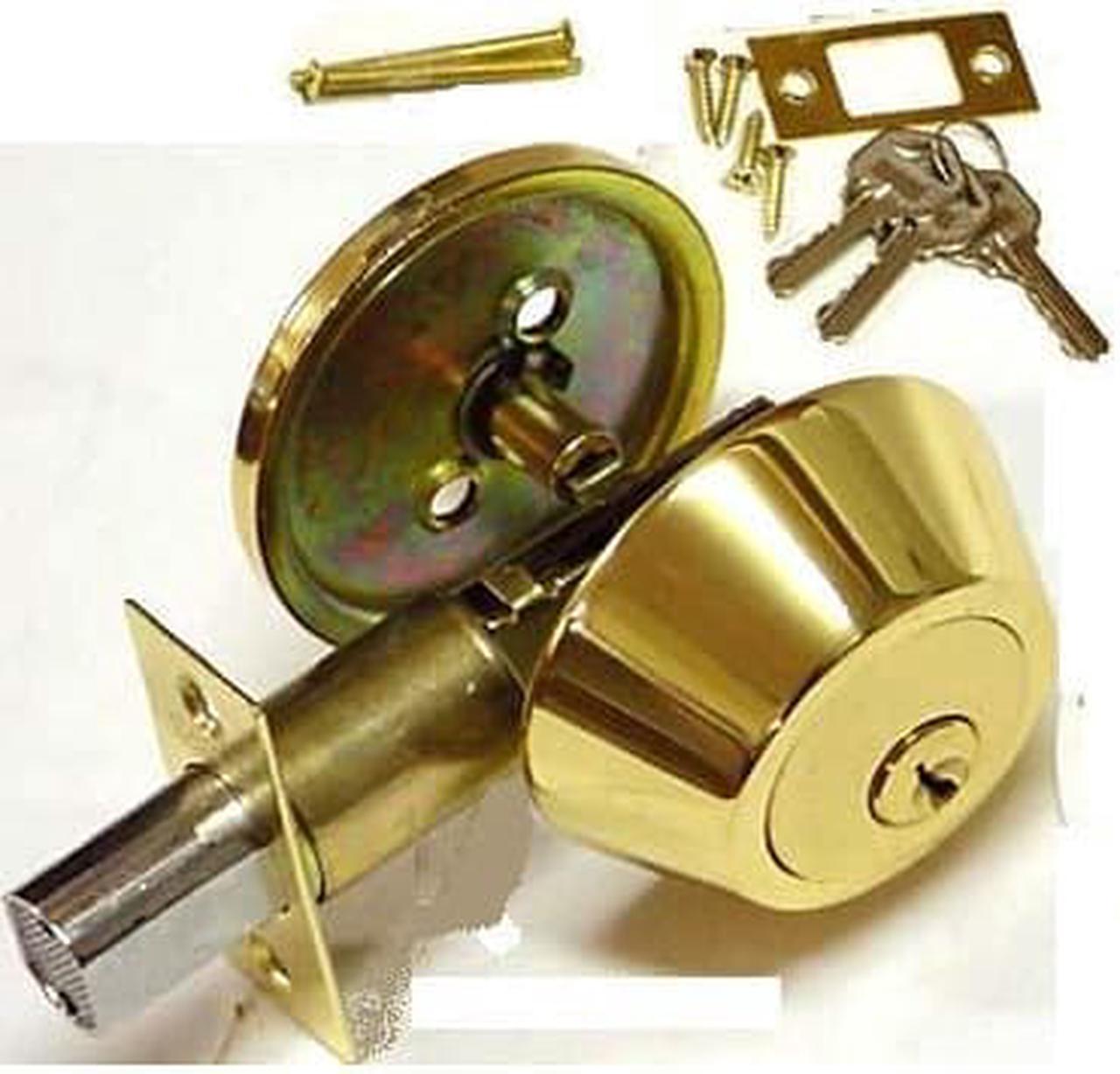 WH-2339-GO - DEADBOLT LOCK GOLD PLATED 3 KEYS