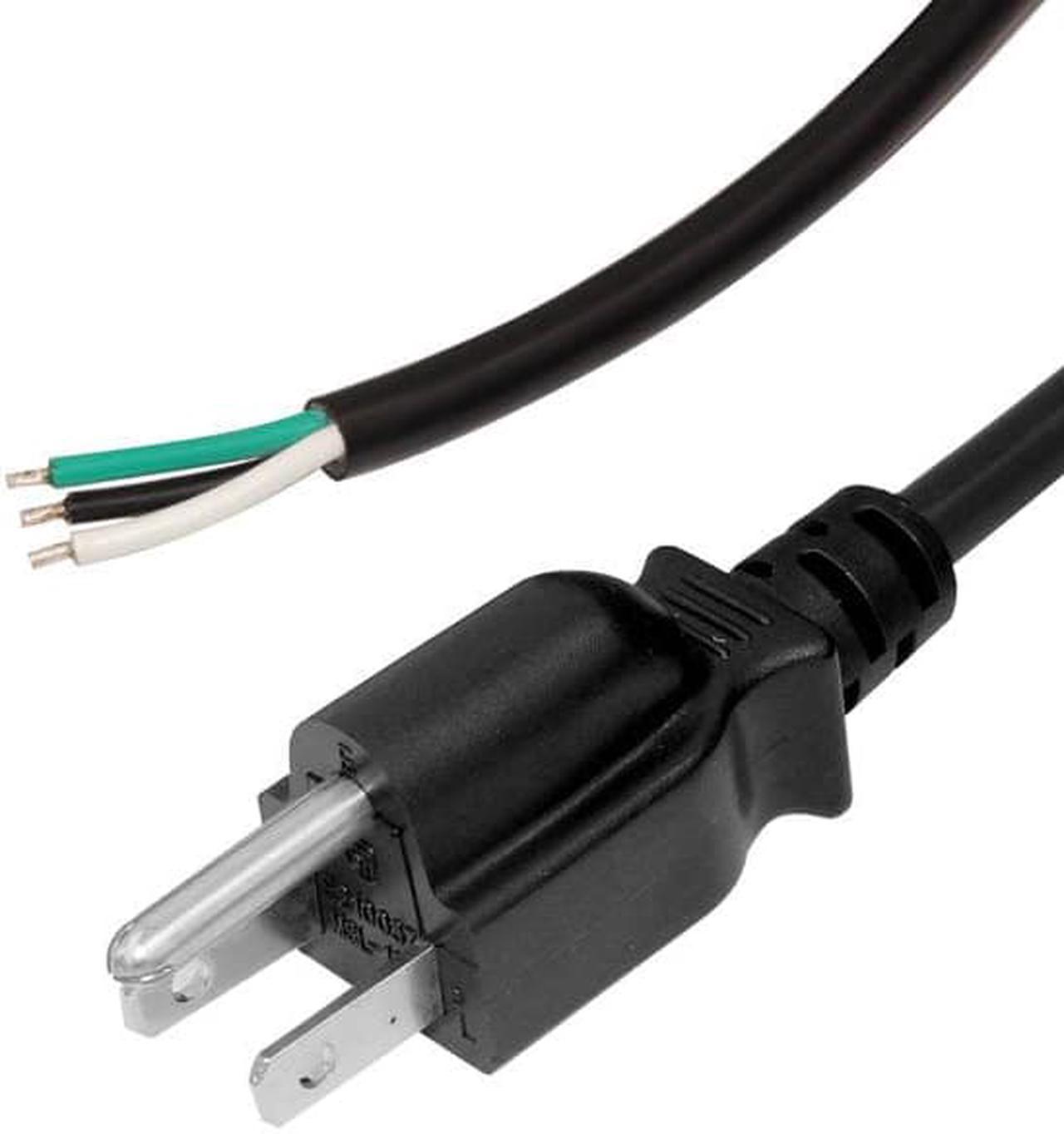 272025-001 - LINE CORD 3/14 8FT RND BLACK OPEN END SJTOOW PLUG 5-15P