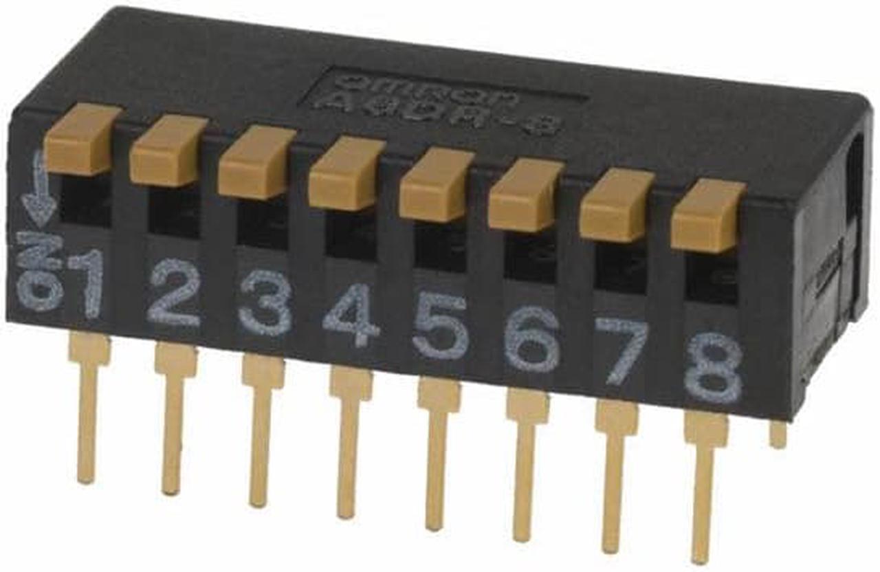 A6DR-8100 - DIP SWITCH PIANO 8SW 16PIN SLIDE BLACK