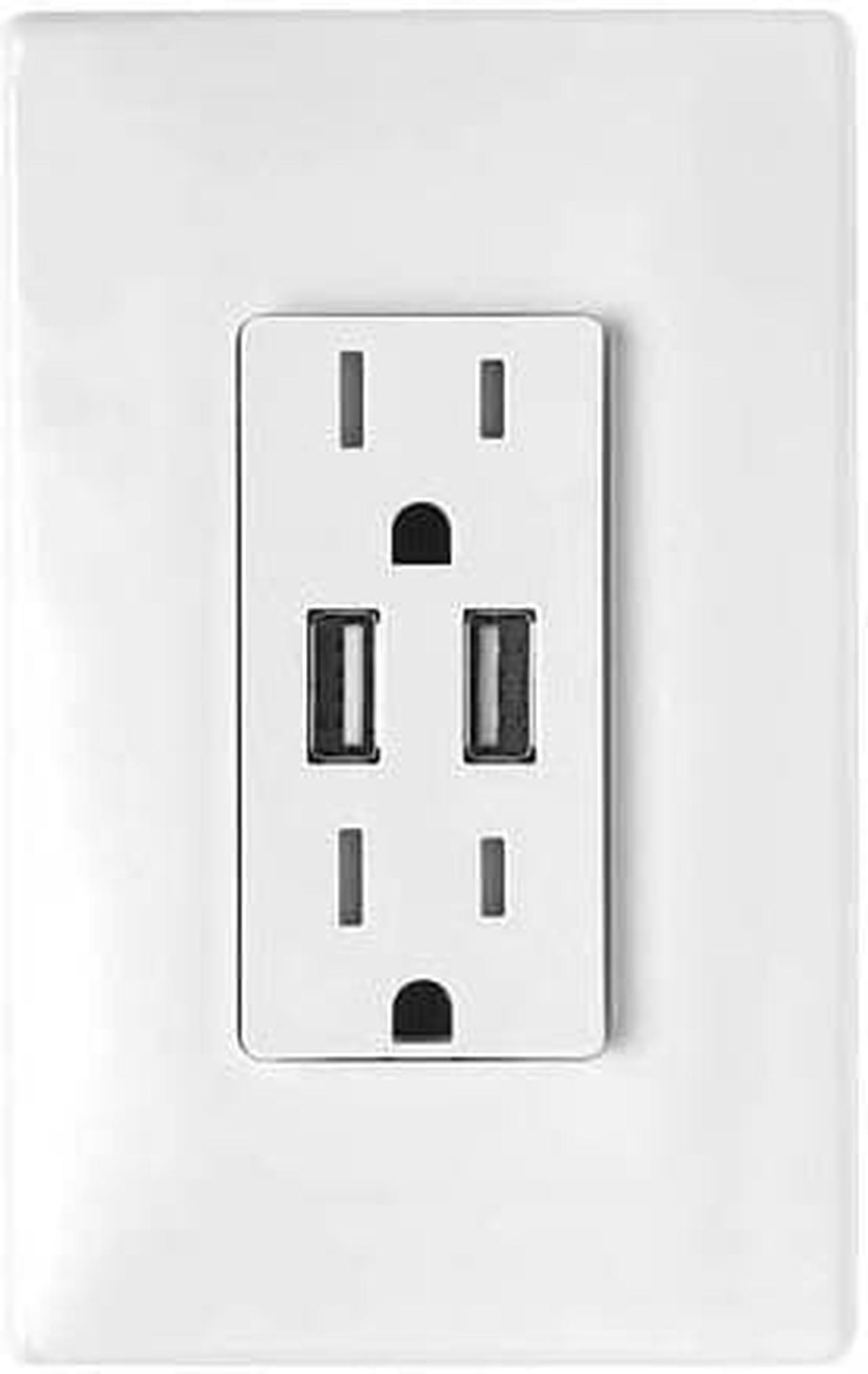 LQ-2 - ELECTRICAL RECEPTACLE 2POS USBX2 3.1A DECORA WALLPLATE WHITE