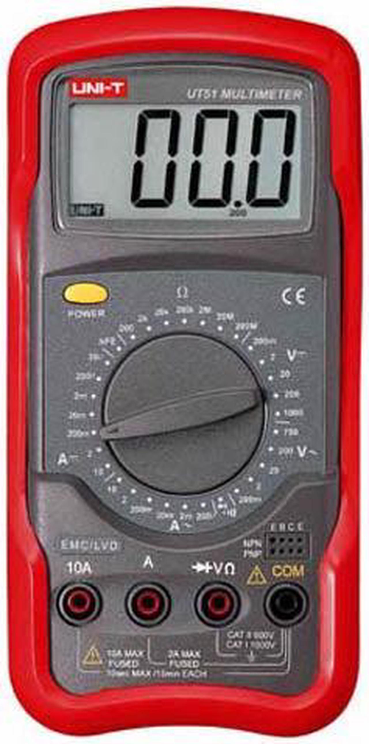 UT51 - MULTIMETER DIGITAL 10A W/BASIC HFE/DIODE HANDHELD