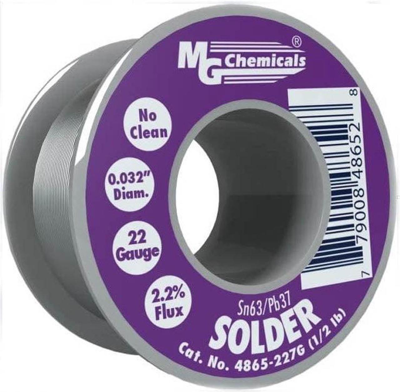 4865-227G - SOLDER WIRE 63/37 NO CLEAN 1/2LB 0.032IN(22AWG) ROSIN FLUX 2.2%