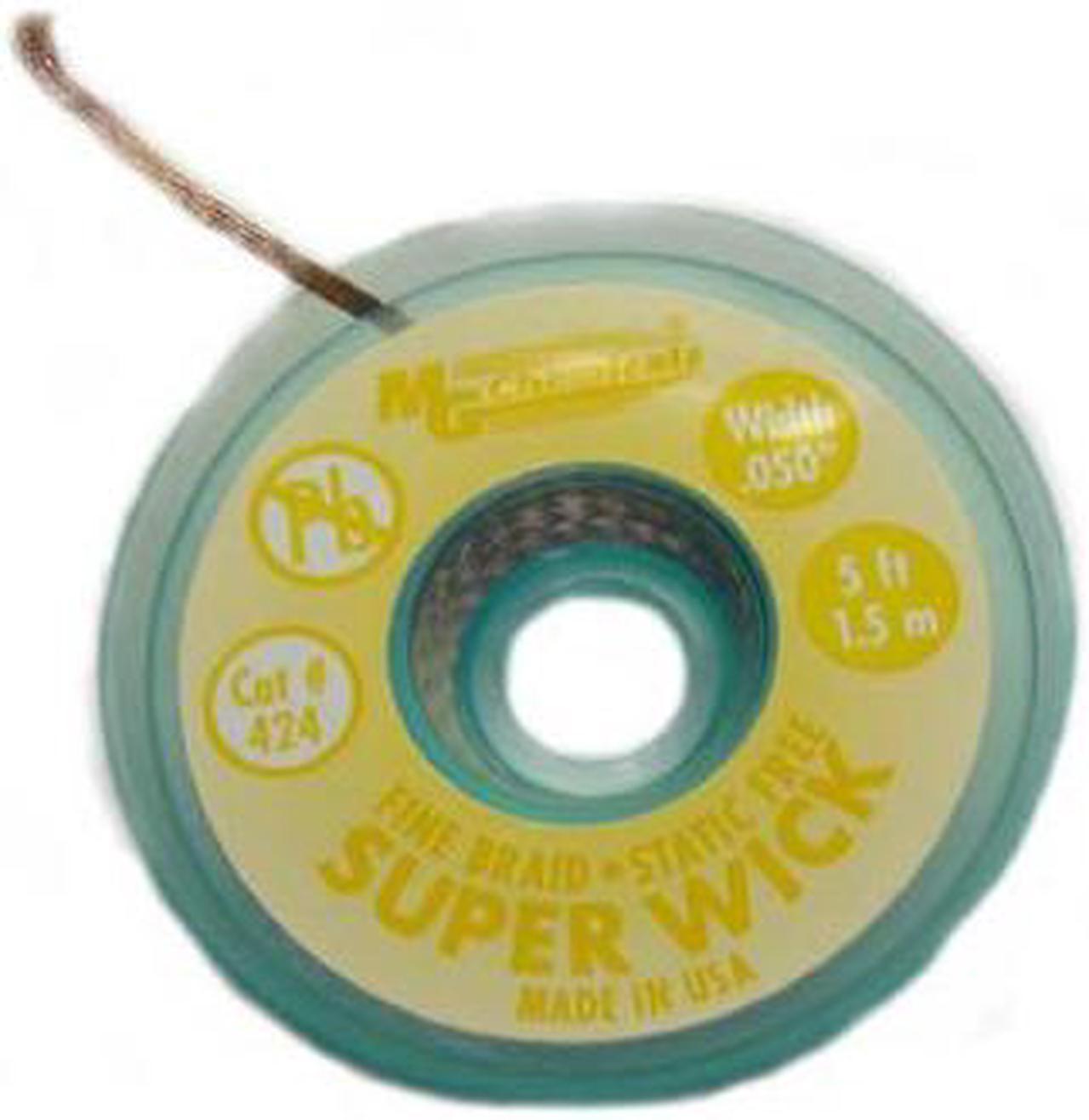 424-C-1.5M - SOLDER WICK #2 YEL 1.3MM 5FT COMMERCIAL GRADE