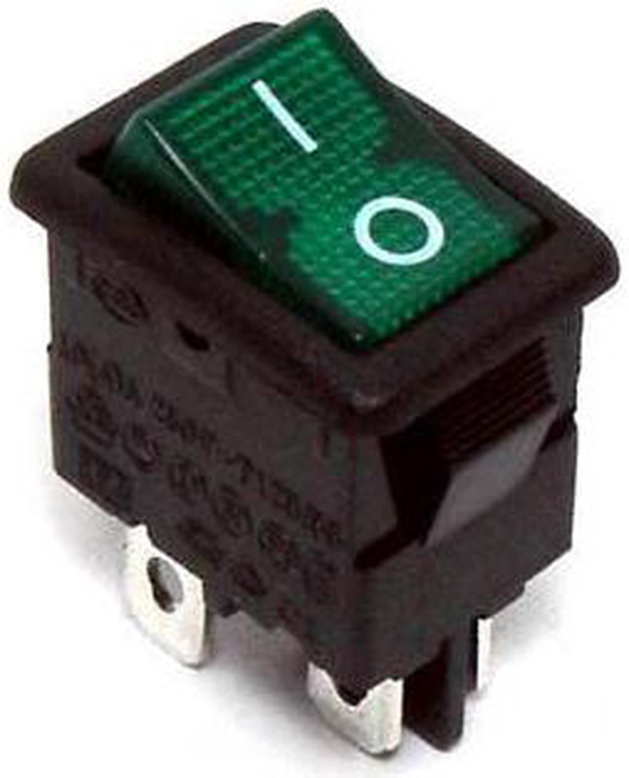 MR210-C5LBGN-DP - ROCKER SWITCH LIT 2P1T 12A ON- OFF 125VAC QT 13X20MM ACTU GRN