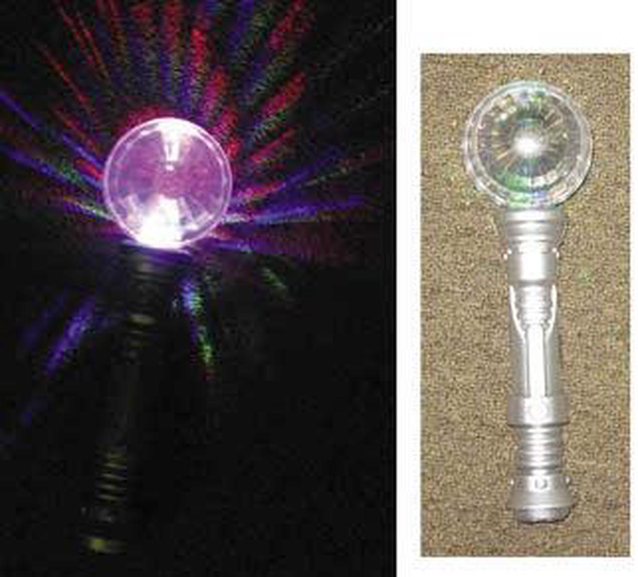 LS513 - HAND HELD FLASHING DISCO BALL USES 3 AAA BATTERY