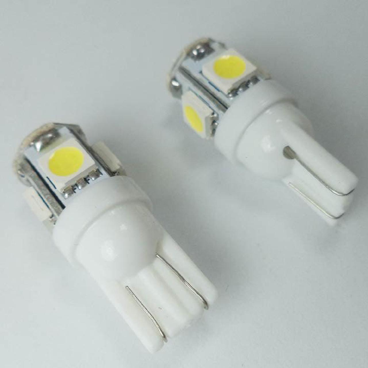 02262 - LED BULB WEDGE 12V WHITE 5LED 5050 REPLACES 194 AND 168 (2 pcs/pkg)