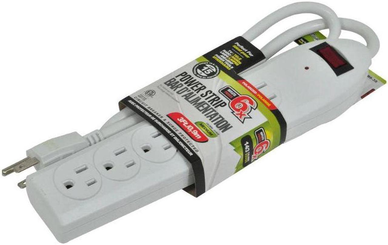 PB6-3S - POWER BAR 6 O/LET 3FT CORD SURGE PROTECT WHT 15A