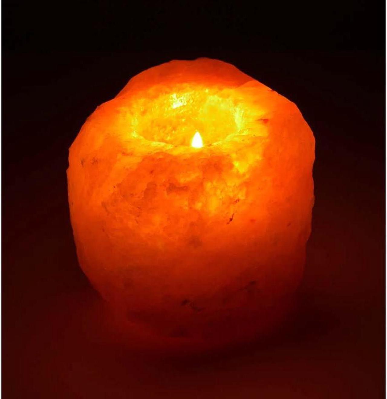 L0150 - HIMALAYAN SALT TEA LIGHT HOLDER 4IN HIGH 1-1.5KG