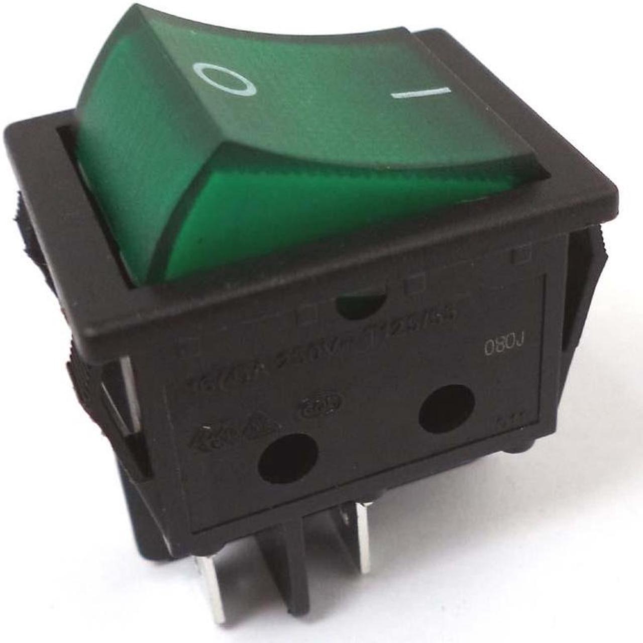 R210-1C5L-BG1-NWC-GREEN - ROCKER SWITCH LIT 2P1T 16A ON-  OFF 250VAC QT 22X30MM ACTU GRN