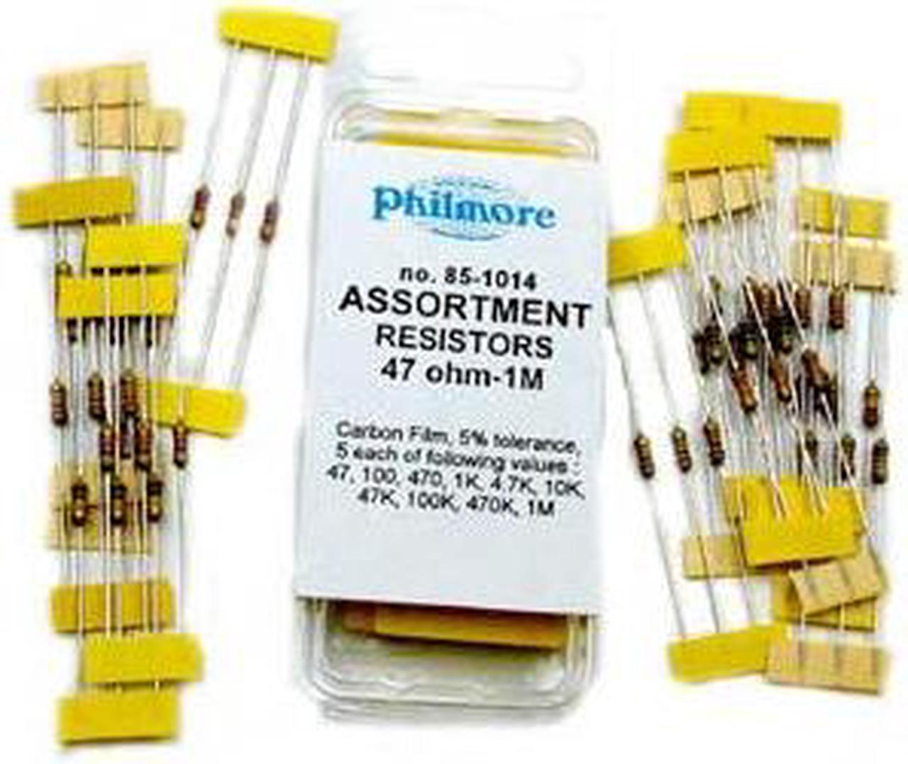 85-1014 - RESISTOR SET ASSORTED 1/4W 5% CF 5 EACH OF 11 VALUES (50 pcs/pkg)