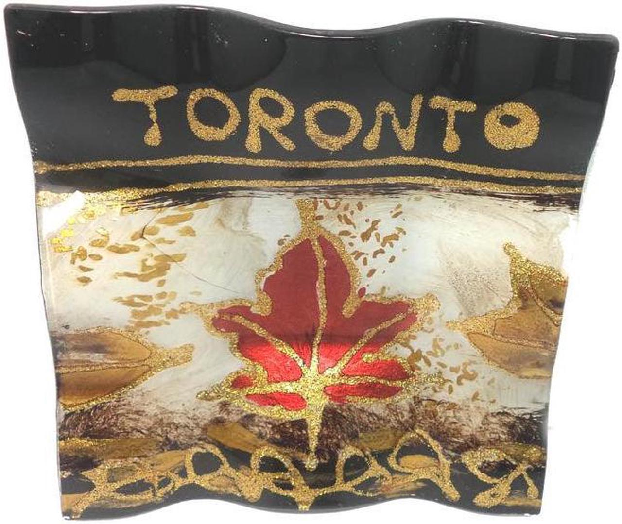 00163T - TORONTO SOUVENIR DECO GLASS PLATE 6X6IN