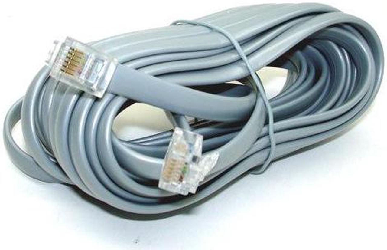 AMA-529 - MODULAR CABLE 6P6C M/M 18FT SILVER