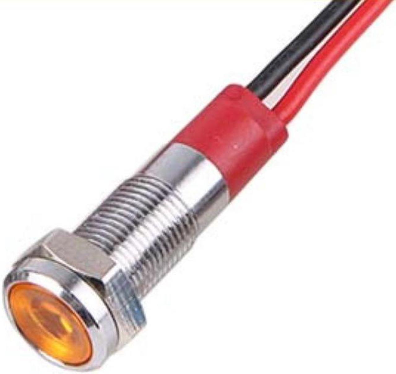 BMA-127 - INDICATOR LED 6V 6MM YEL CHMT WIRES METAL IP67 PILOT LIGHT