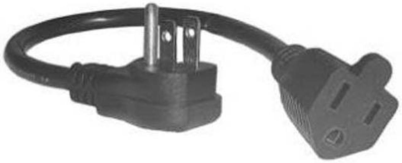 06-PT651601S - EXTENSION CORD 3/16 1.5FT SJTW BLK RIGHT ANGLE 3 PRONG PLUG