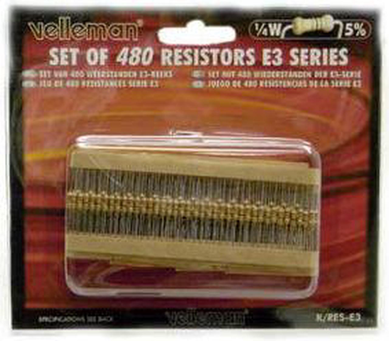 K/RES-E3 - RESISTOR SET ASSORTED 1/4W 5% CF 30 EACH OF 16 VALUES (480 pcs/pkg)