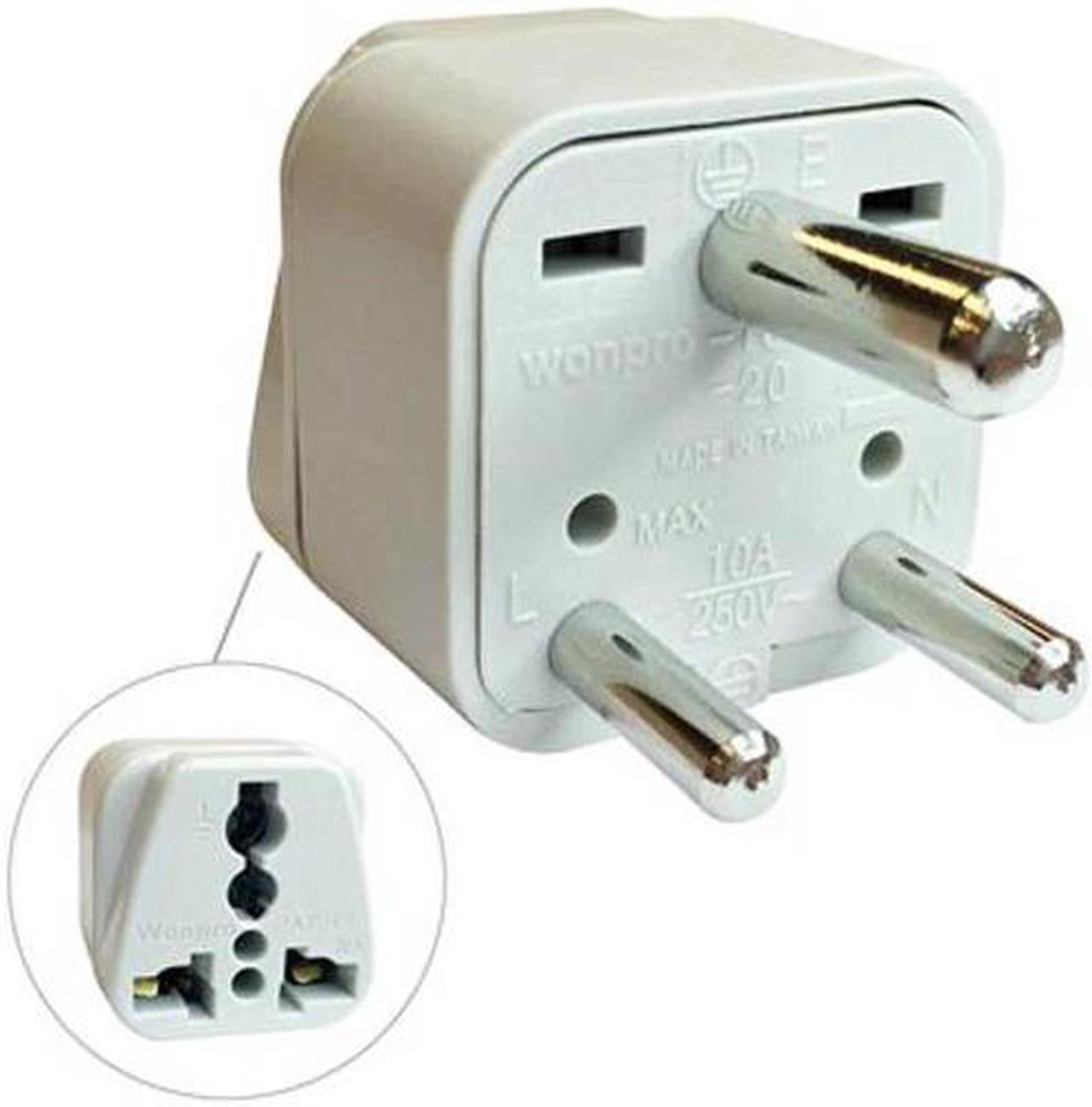 WA-10 - TRAVEL ADAPTER 3P INDIAN PLUG TO UNIVERSAL JACK WITH GROUND