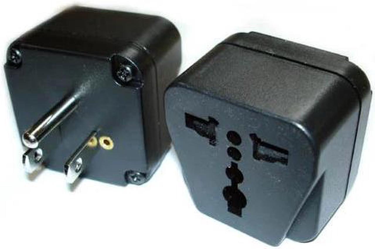 48-540 - TRAVEL ADAPTER 3P N-AMERICA PLUG TO UNIVERSAL JACK W/GROUND BLACK