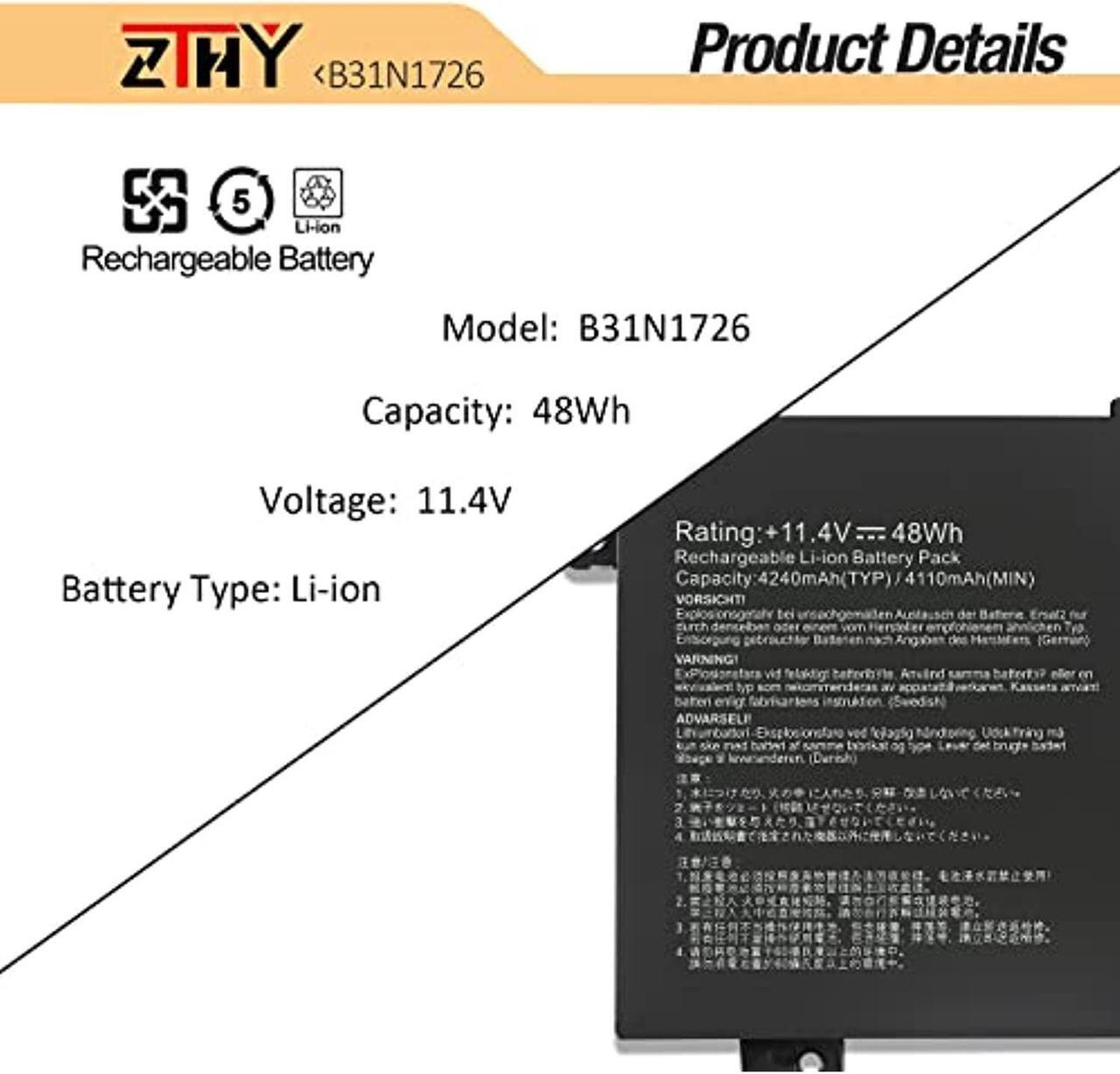 Alt view image 3 of 7 - B31n1726 Laptop Battery Replacement For Asus Tuf Gaming Fx504 Fx504g Fx504gd Fx504ge Fx504gm Fx505 Fx505dt Fx505du Fx505dv Fx505gt Fx505gd Fx505gm Fx80 Fx80g Fx80gd Fx80ge Fx80gm Fx86 Fx86fm
