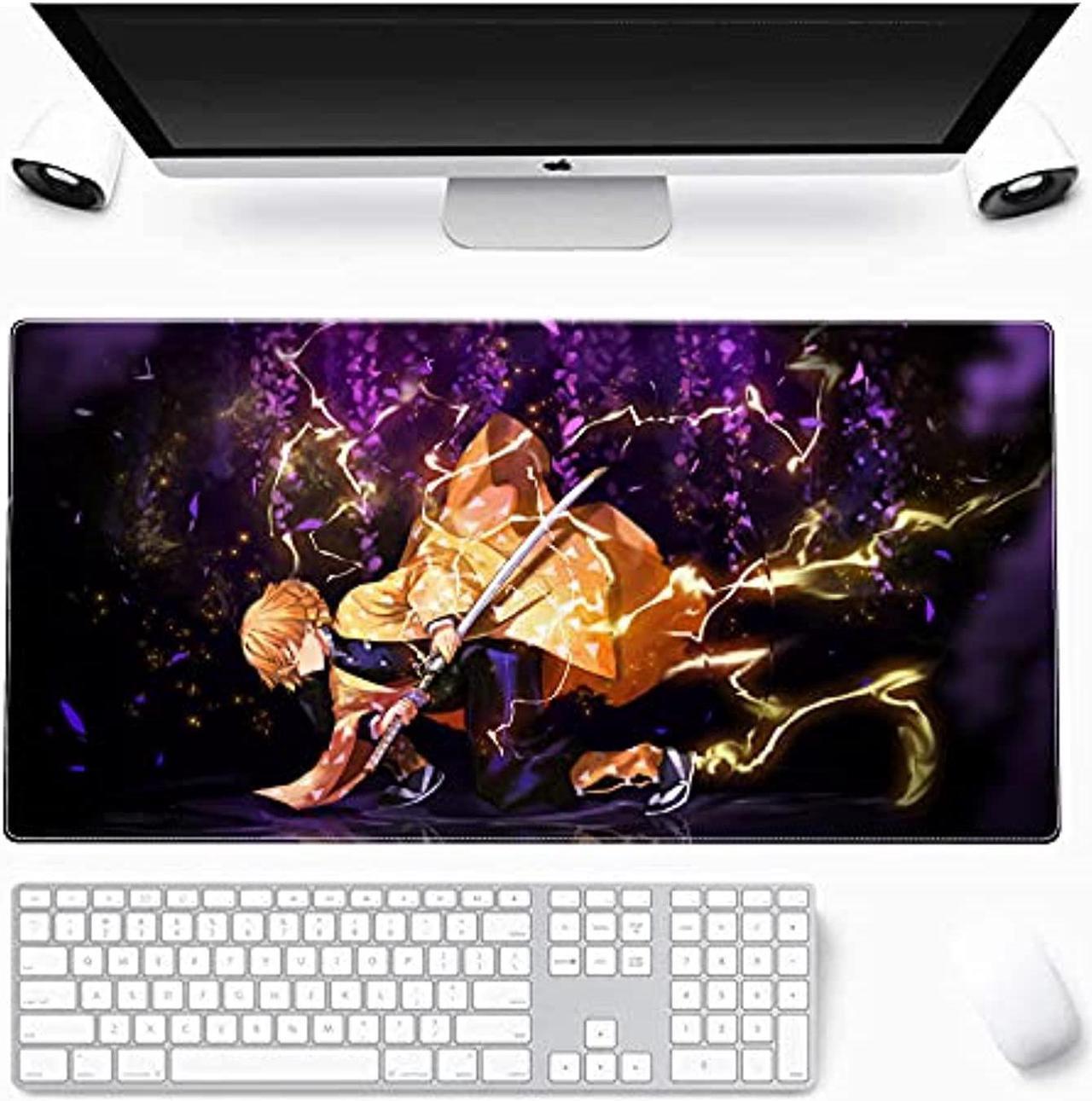 Alt view image 2 of 7 - Large Mouse Pad, Extended Gaming Mousepad Non-Slip Base Keyboard Pad,Desk Mat 24" X 14" In, Anime Mouse Pad (Japanese Anime Demon Slayer Agatsuma Zenitsu)